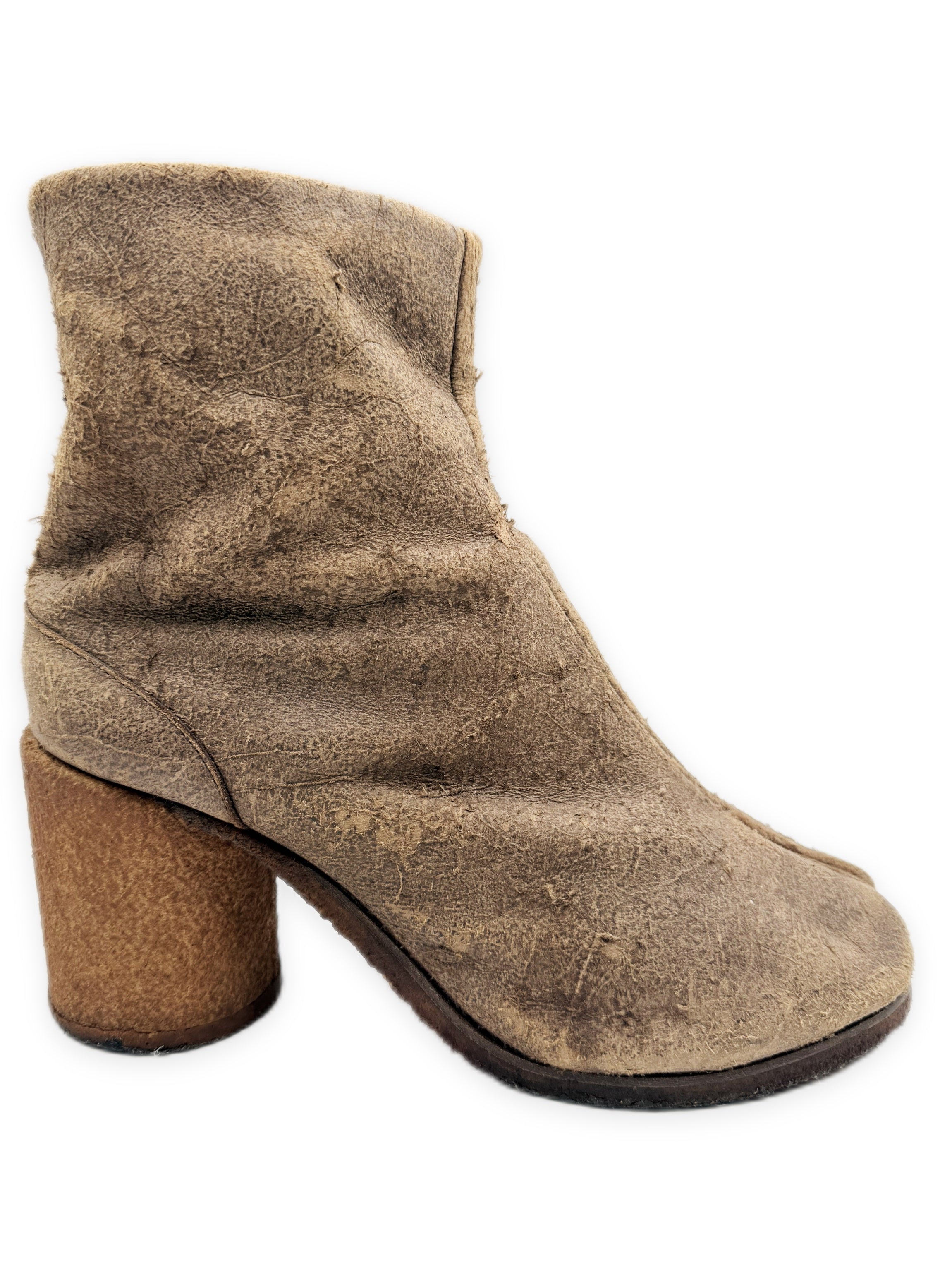 Maison Margiela Cork Heel Suede Tabi Split Toe Boot