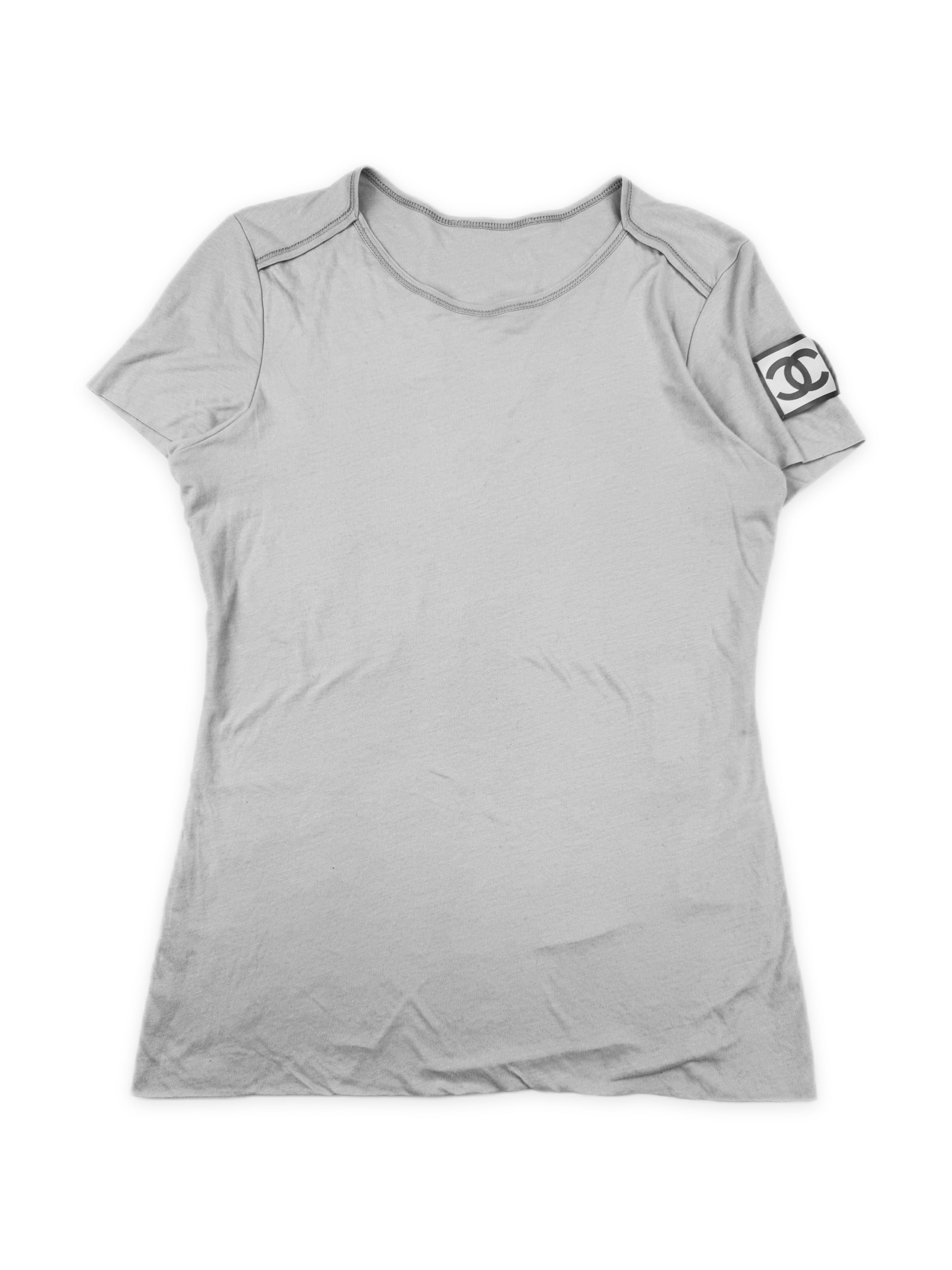 SS99 Chanel Identification Sleeve CC Logo Grey Fitted T-Shirt