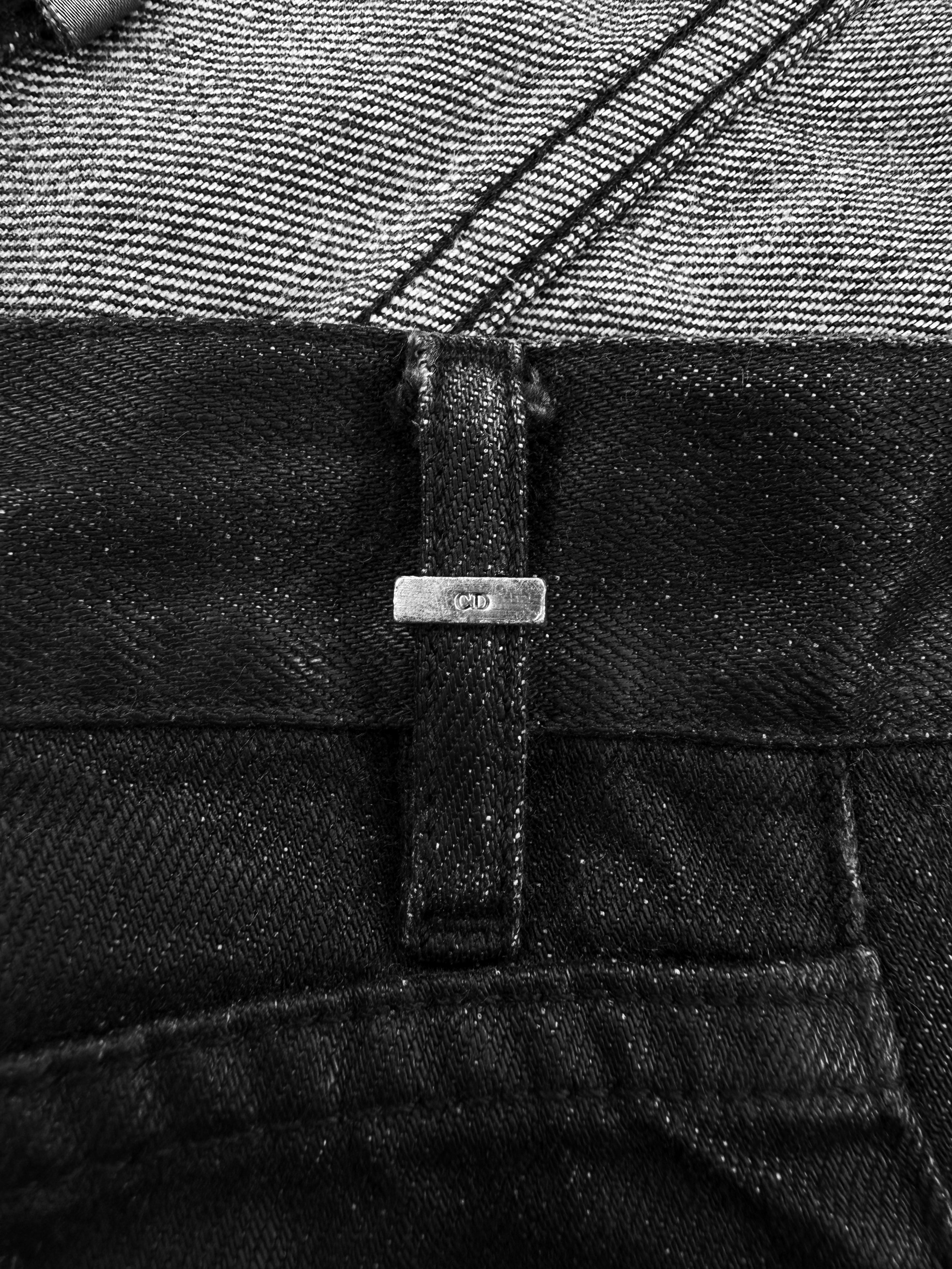 SS04 Dior Homme ‘Strip’ Unaltered Black Distressed Wax Denim Jeans