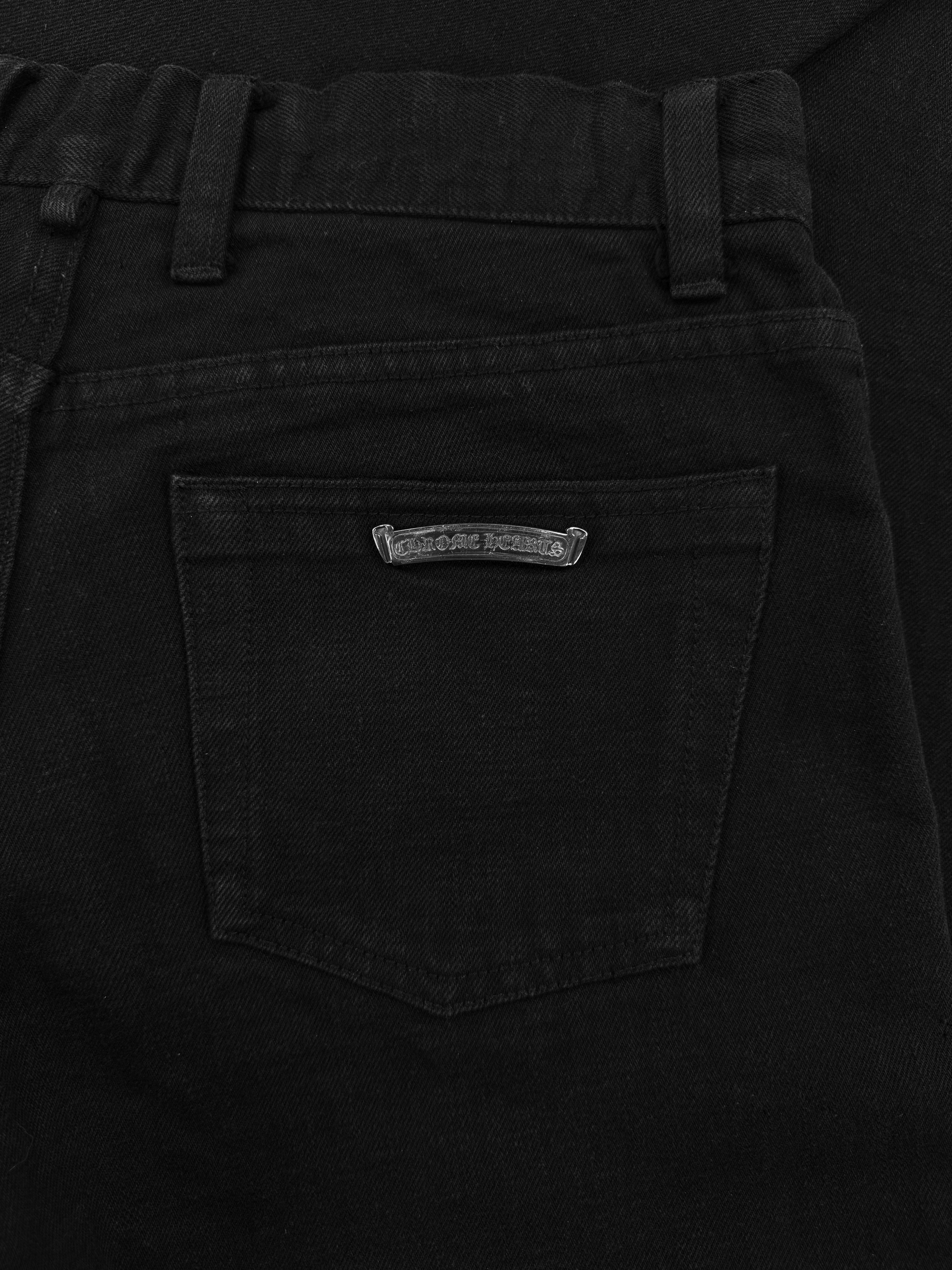 Chrome Hearts Flared Leg Black Long Denim Jeans