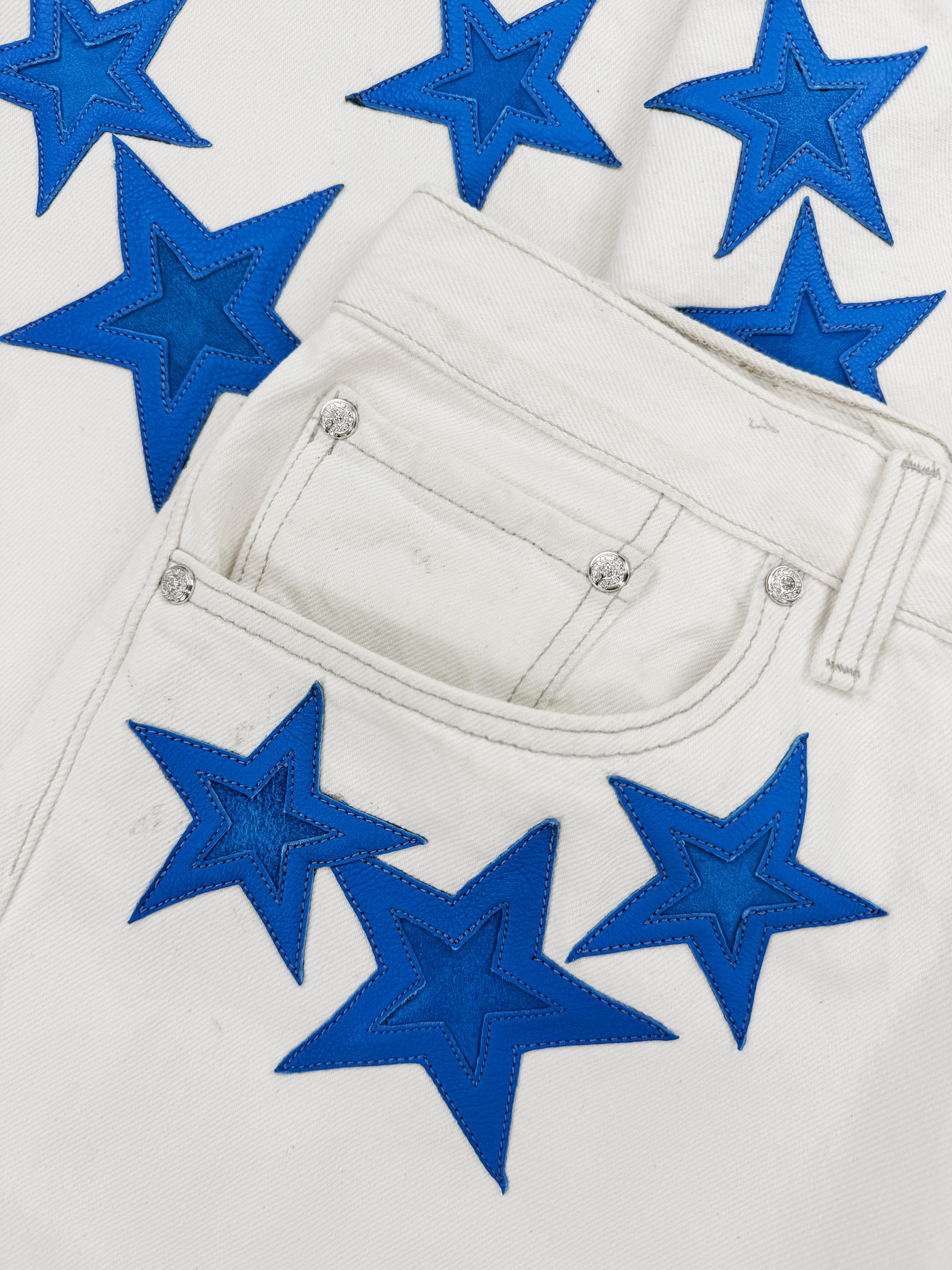 Chrome Hearts 20 Star Patch White Levi’s Rhodium Denim Jeans