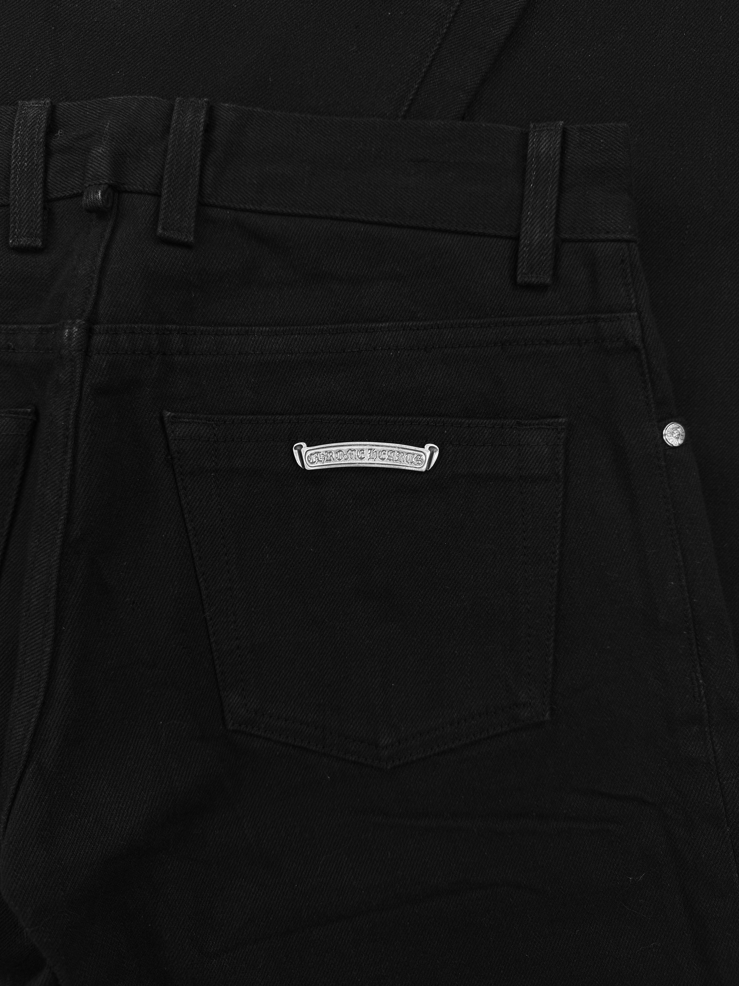 Chrome Hearts RS Cut Flared Long Black Denim Jeans