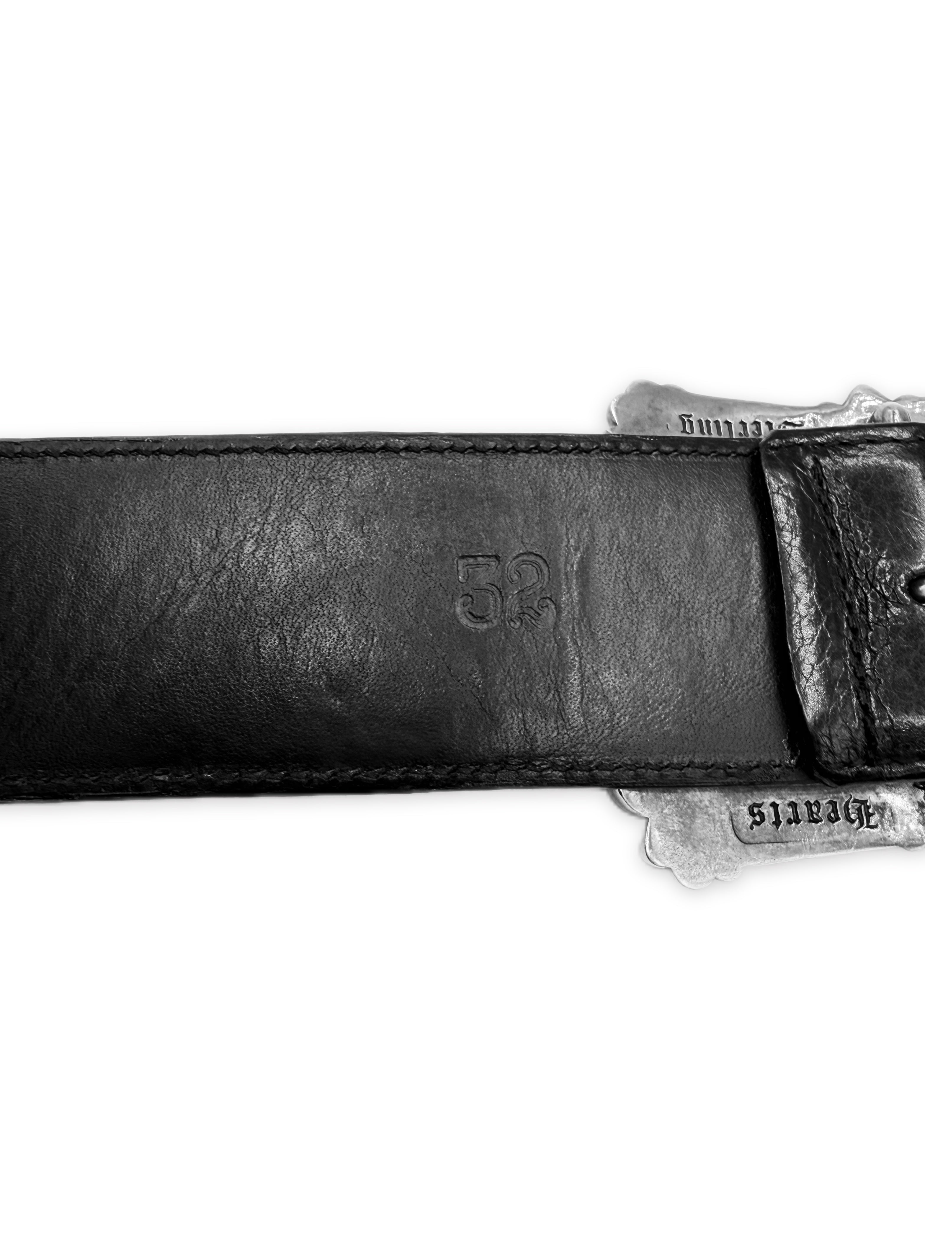 Chrome Hearts Filigree Buckle .925 Silver Black Leather Belt