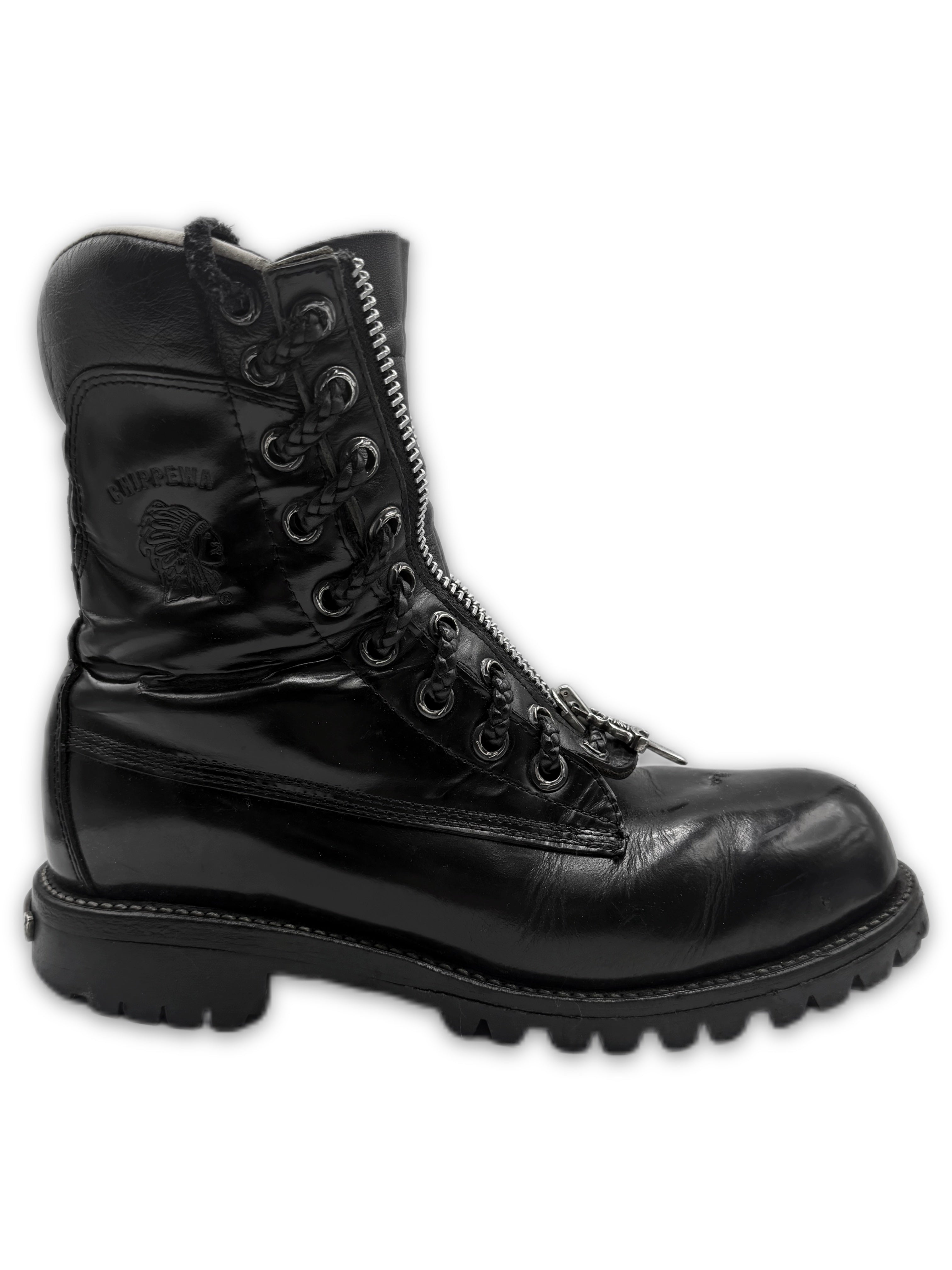 Chrome Hearts x Chippewa Fireman Zip Dagger Patent Leather Boots