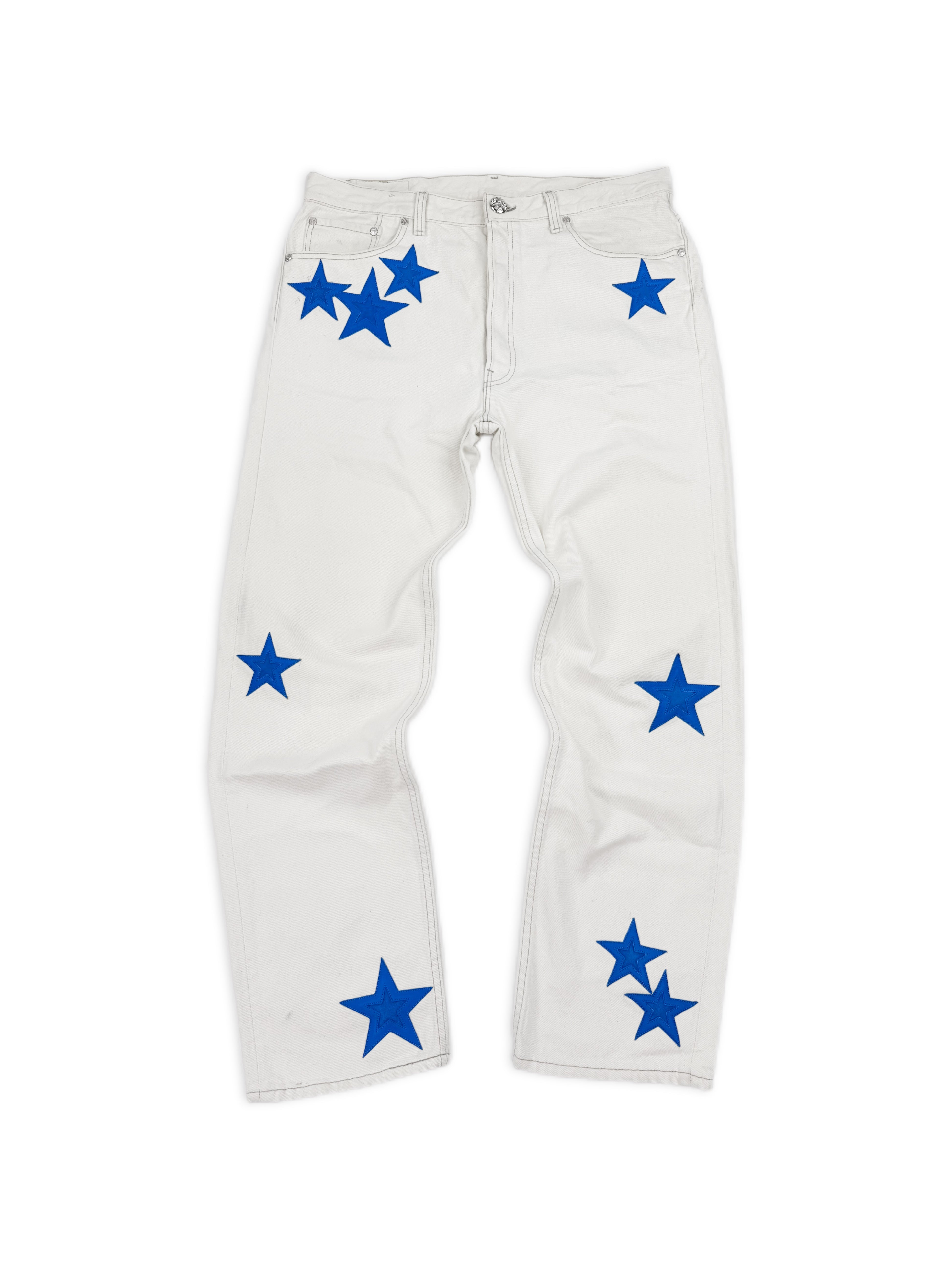 Chrome Hearts 20 Star Patch White Levi’s Rhodium Denim Jeans