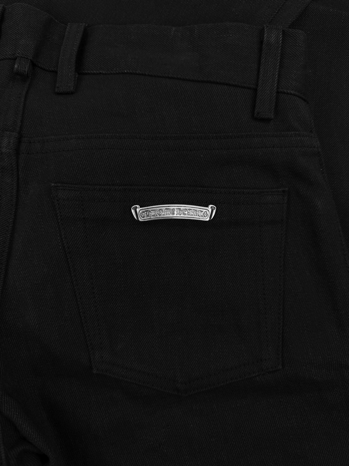 Chrome Hearts RS Flared Extra Long Black Raw Denim .925 Silver Jeans