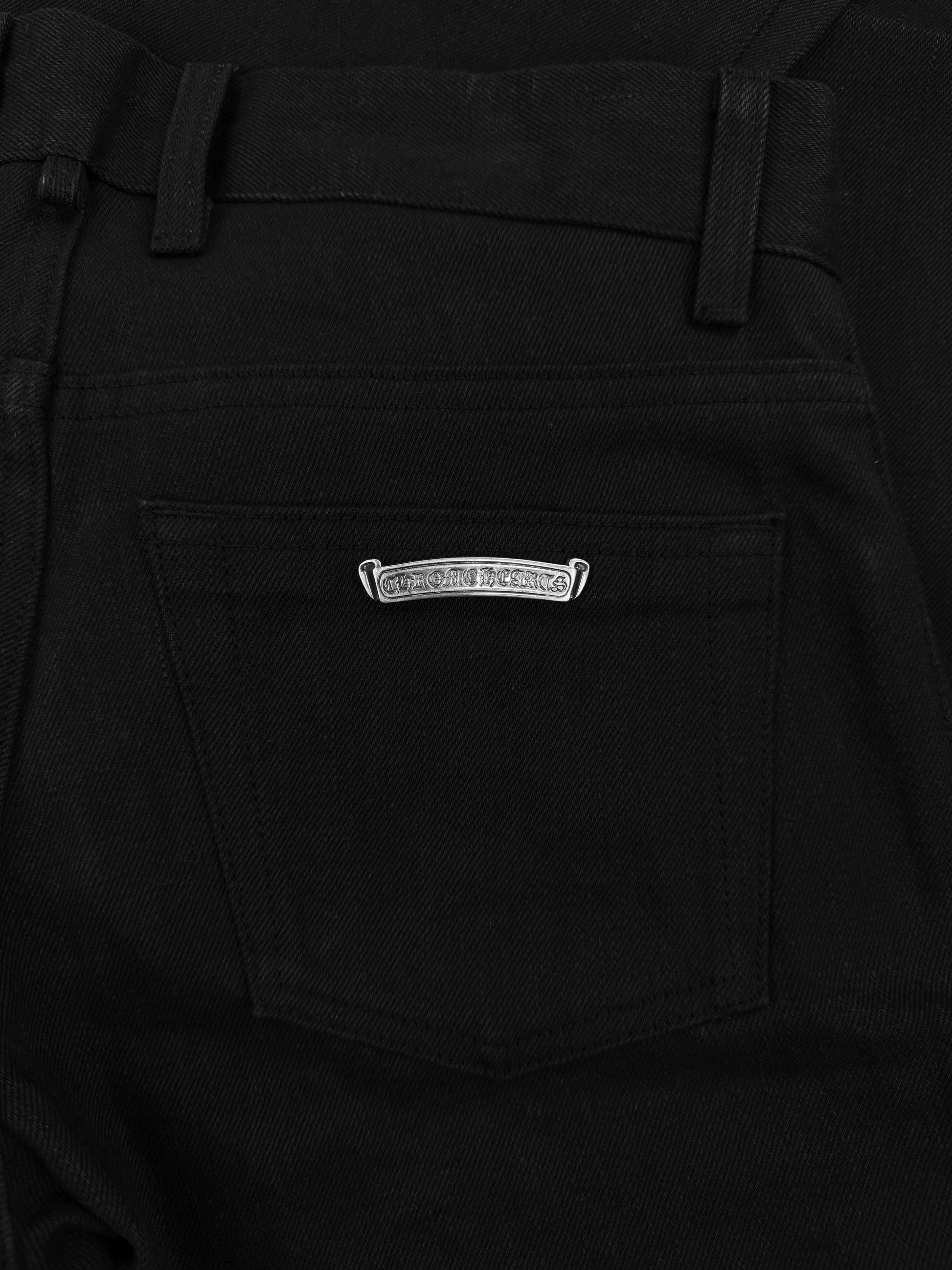 Chrome Hearts RS Flared Extra Long Black Raw Denim .925 Silver Jeans