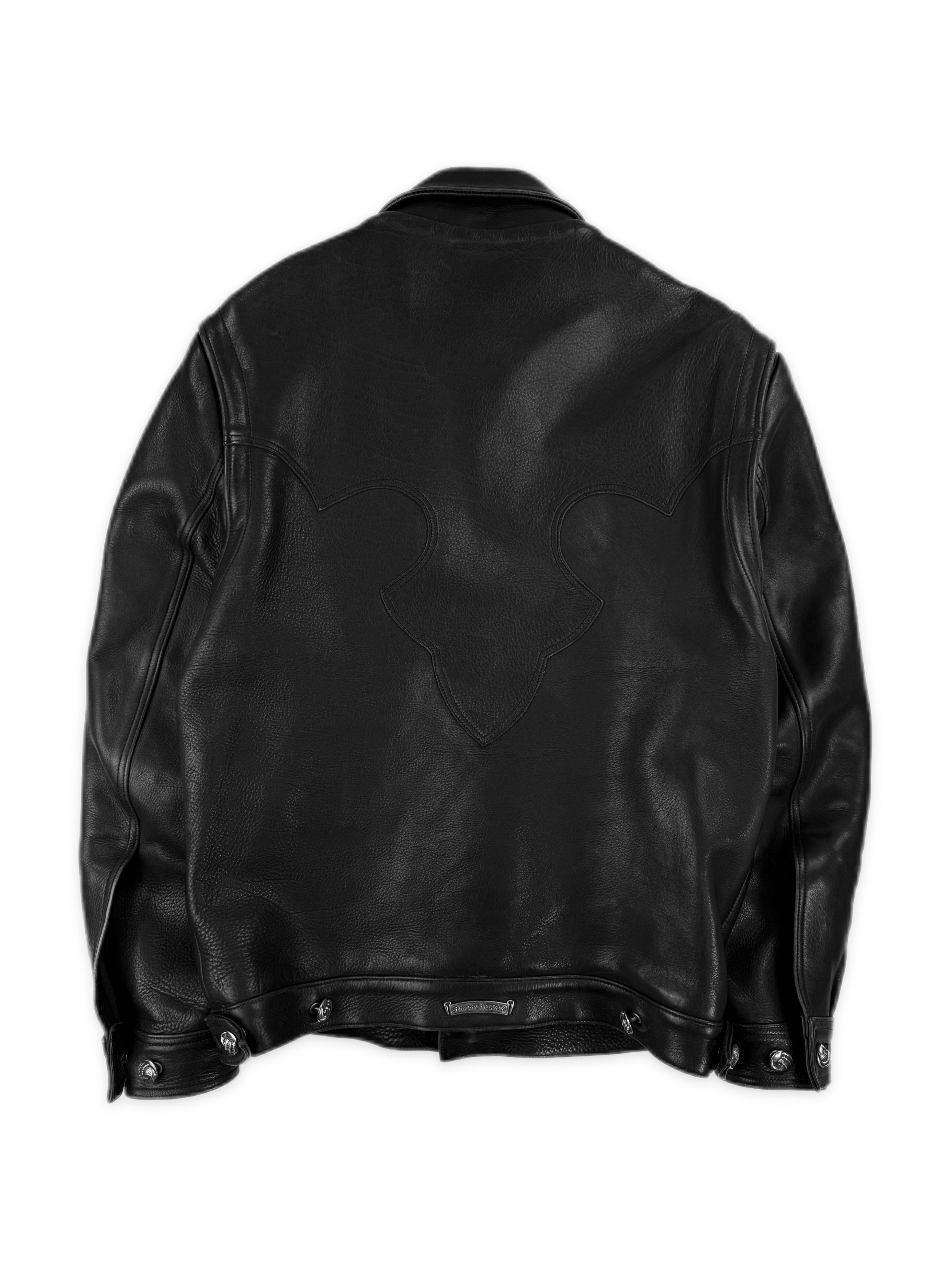 1993 Chrome Hearts Talon Button Leather Moto Fleur Jacket