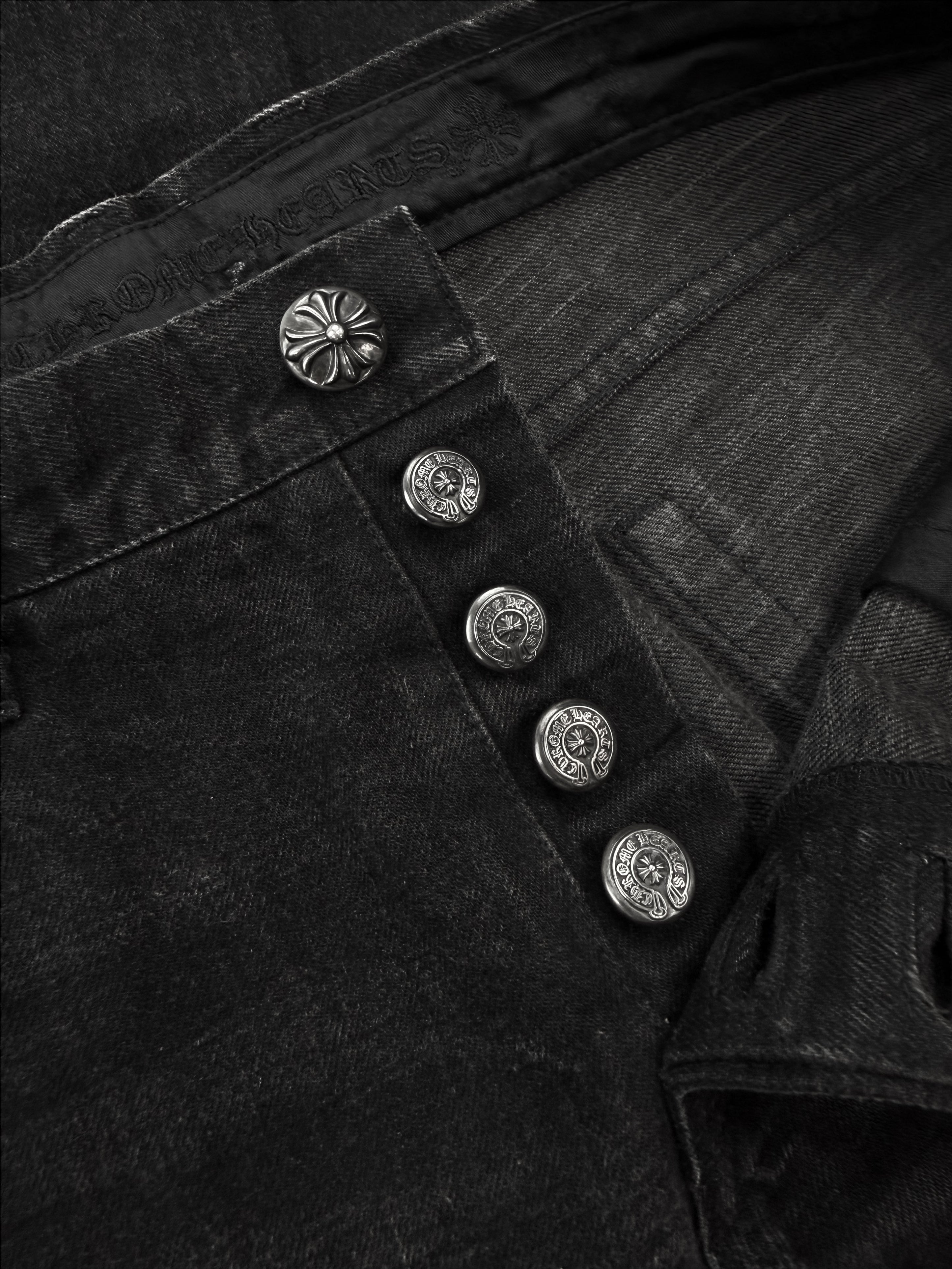 Chrome Hearts Ash Wash Flared Cut Black .925 Silver Denim Jeans
