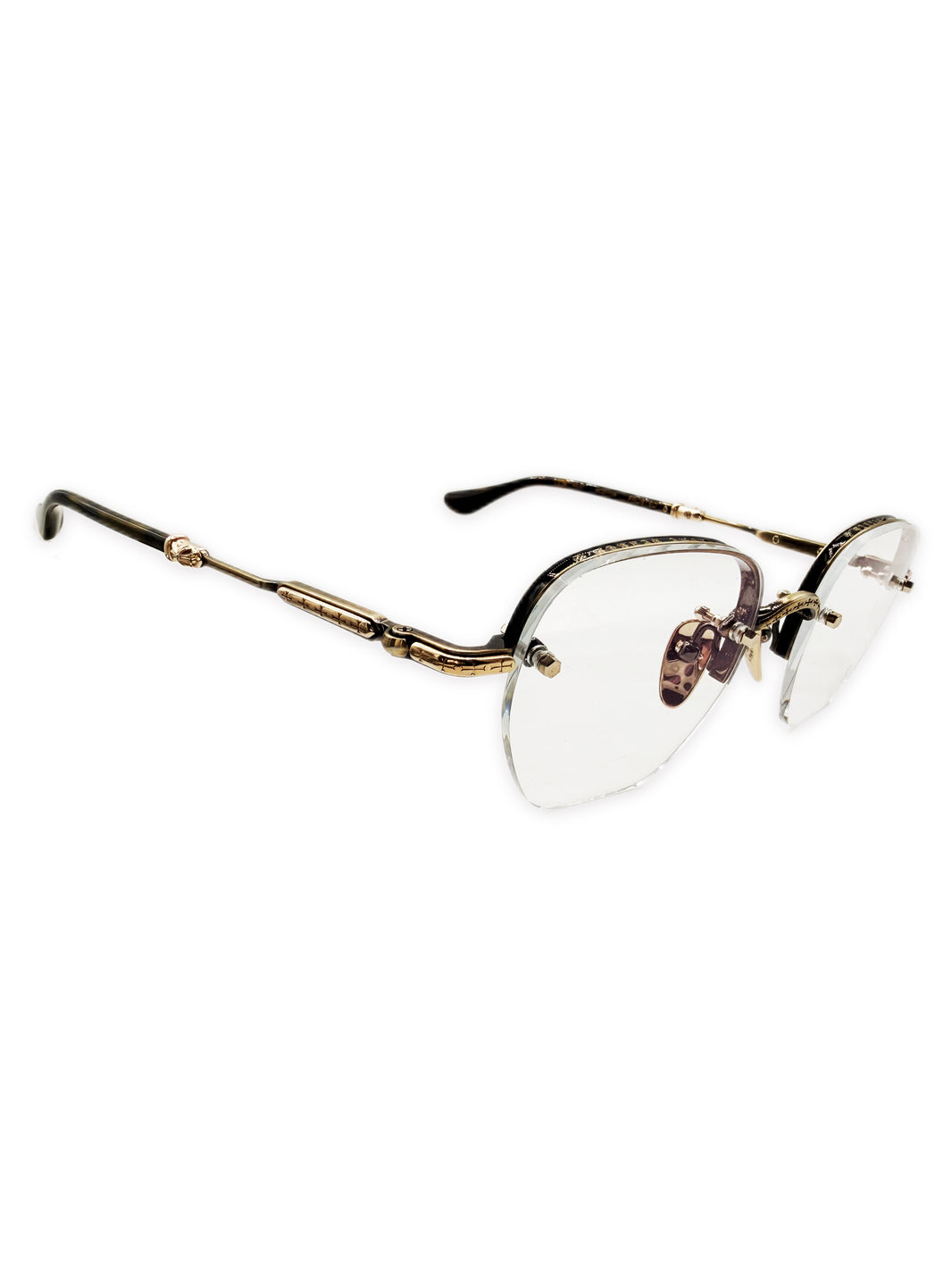 Chrome Hearts Frosted 18K Gold Rimless Glasses