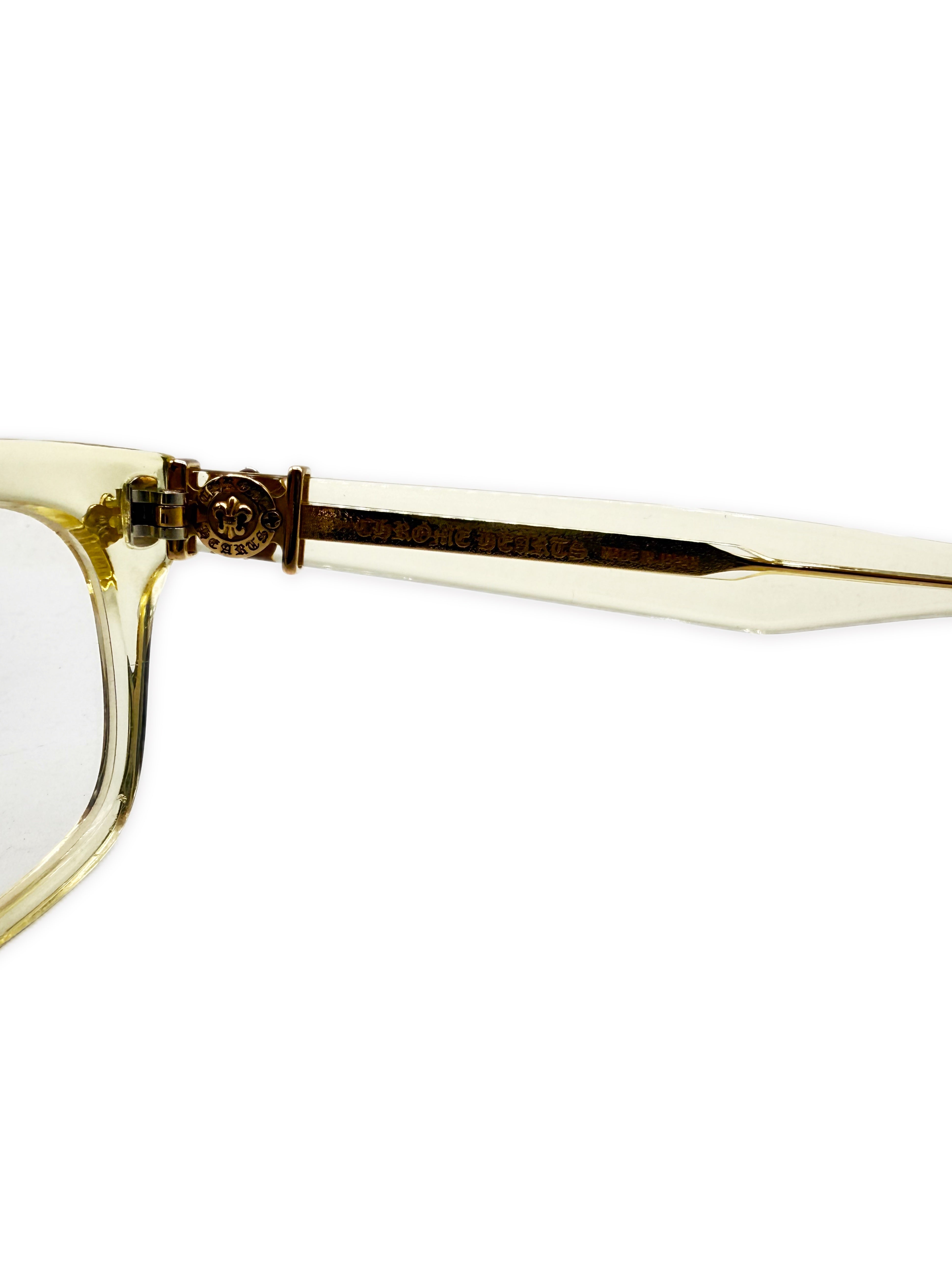 Chrome Hearts Gittin Any Crystal Gold Fleur de Lis Glasses