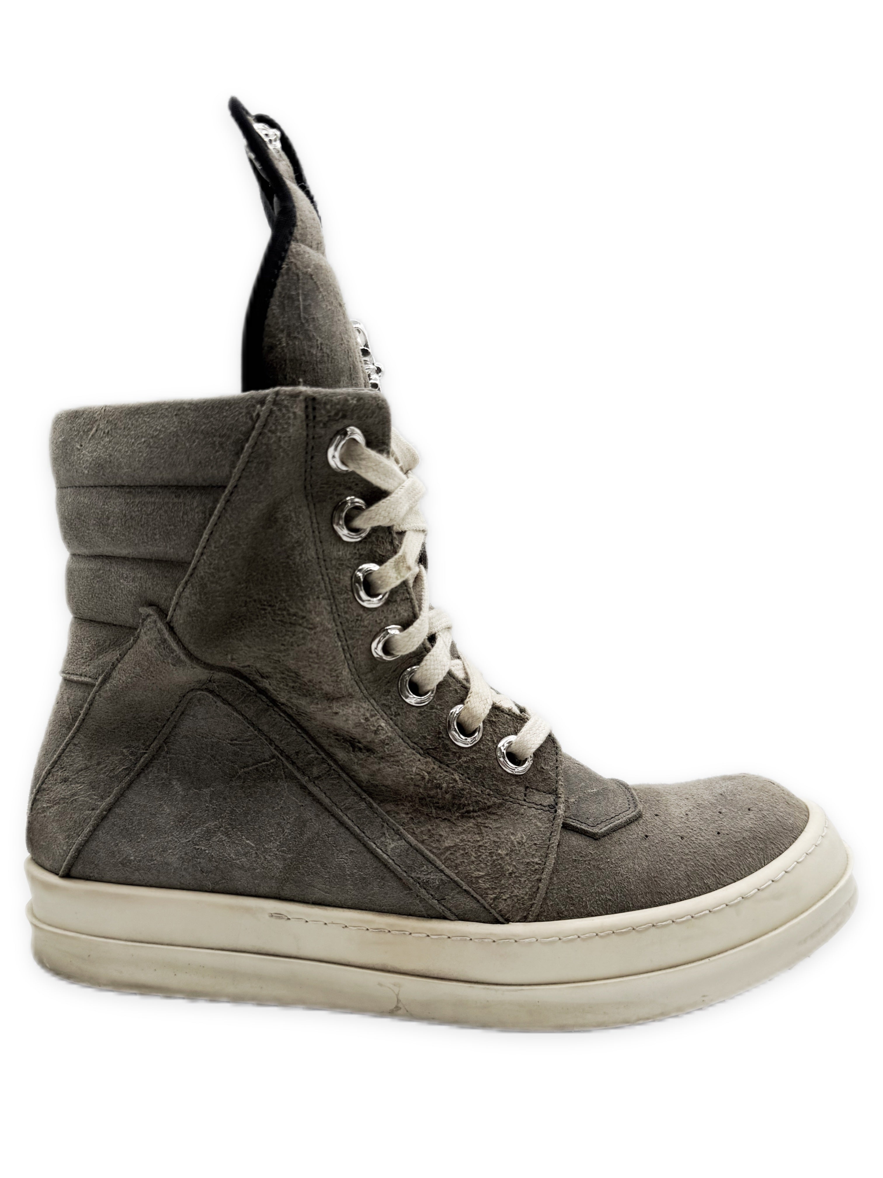 Chrome Hearts x Rick Owens Suede Rhodium Cross Geobasket Sneakers