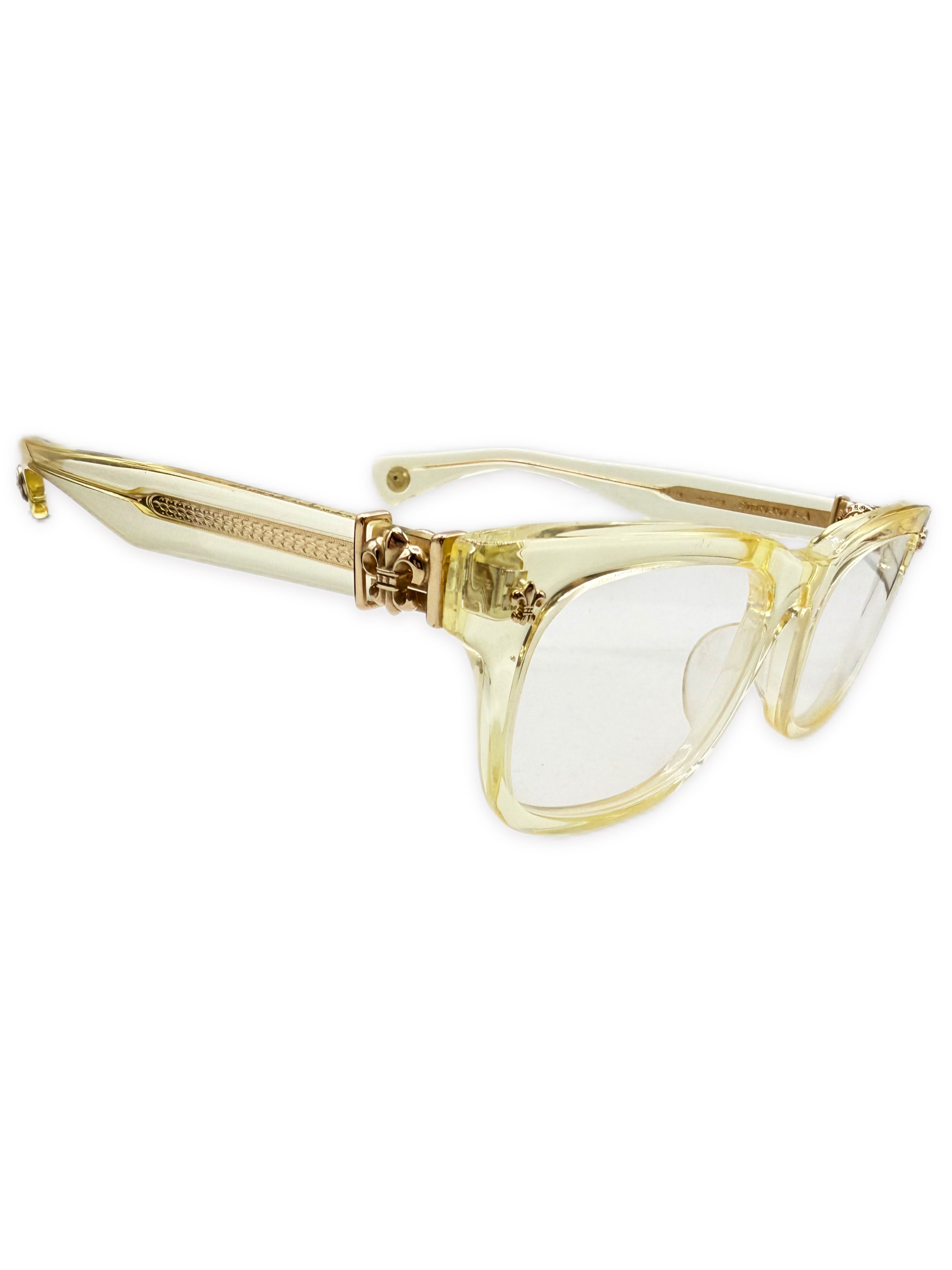 Chrome Hearts Gittin Any Crystal Gold Fleur de Lis Glasses