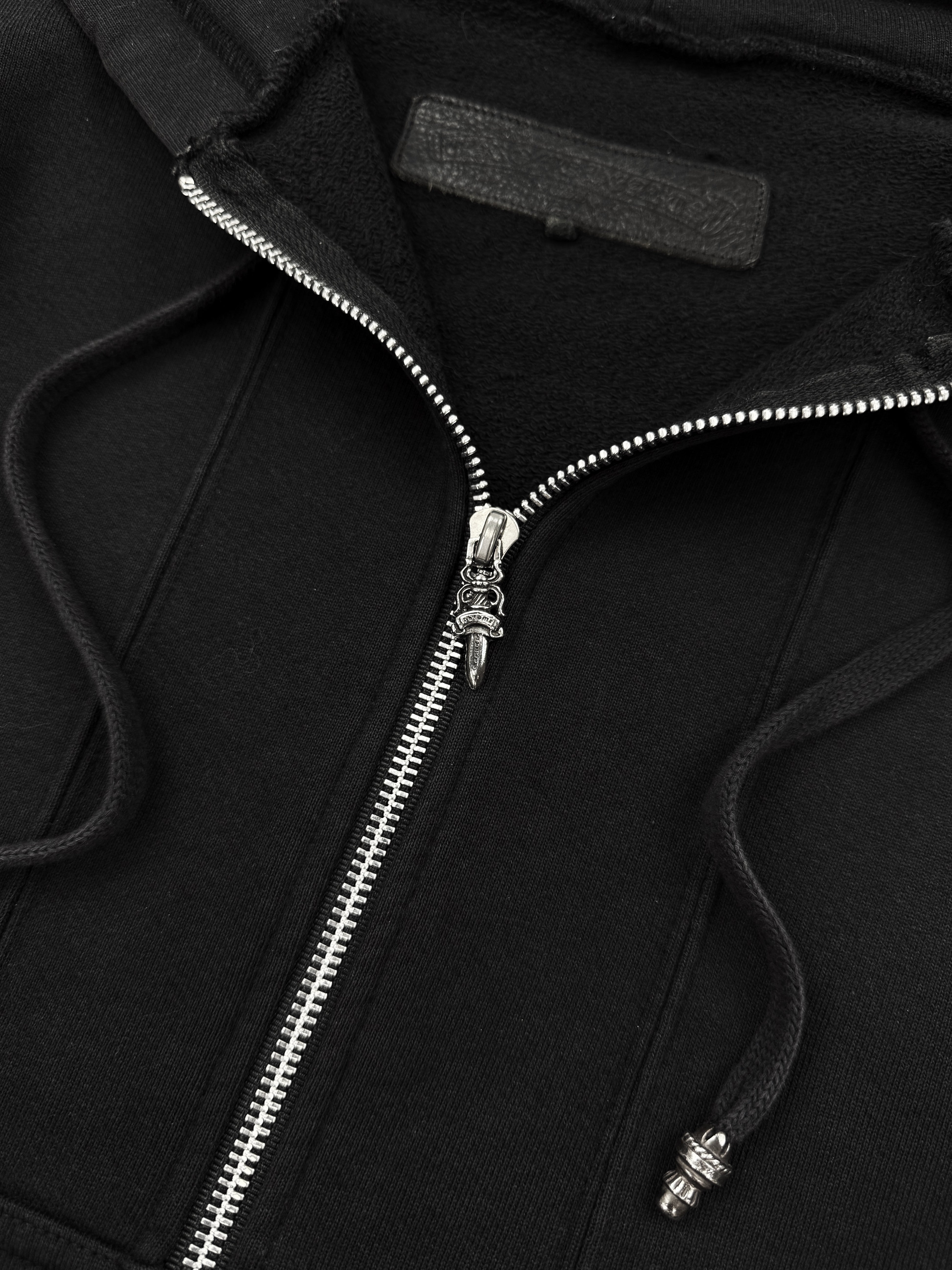 Chrome Hearts Horse Shoe Leather Plus Patch Zip Oversized Hoodie