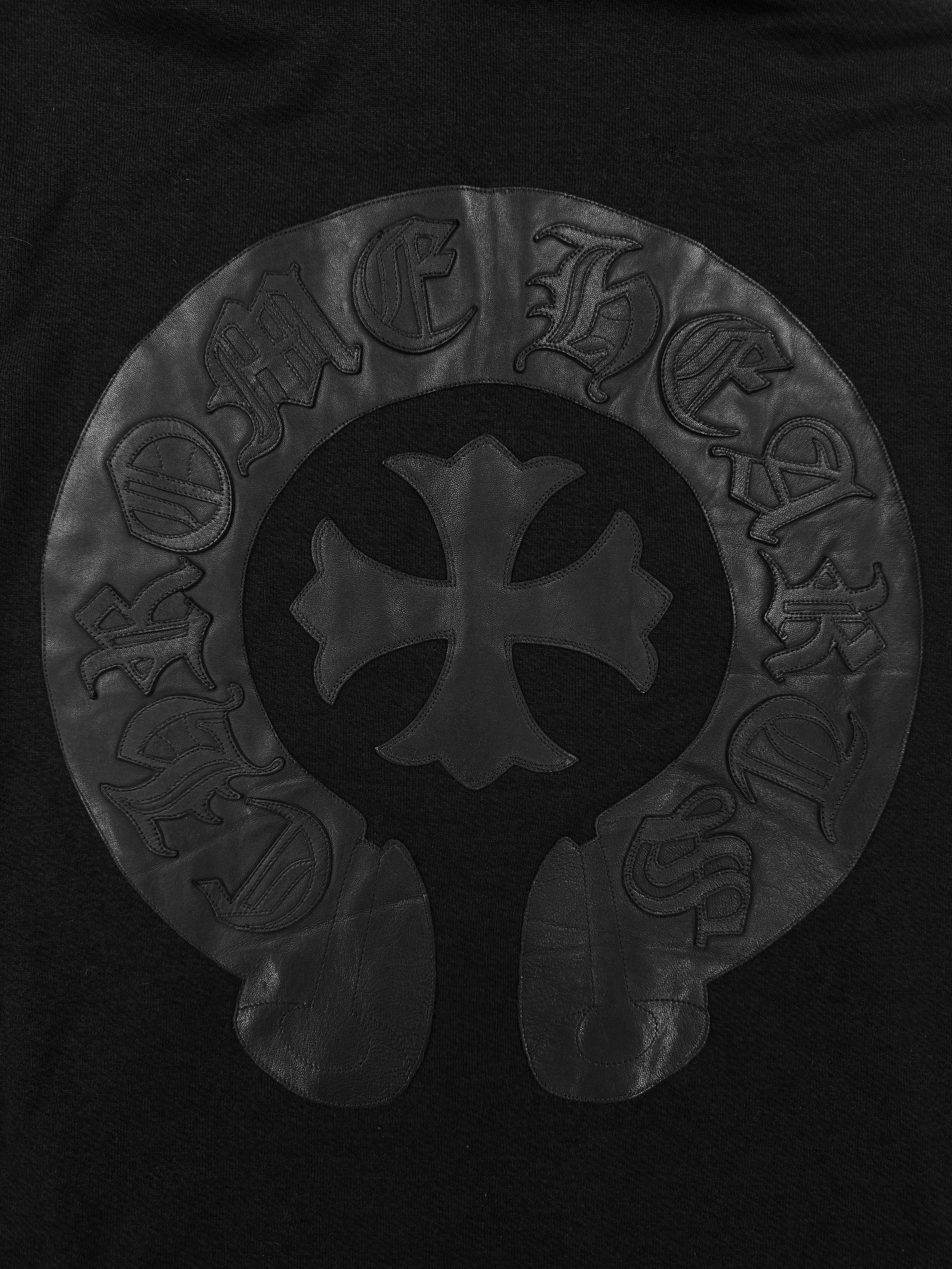Chrome Hearts Horse Shoe Leather Plus Patch Zip Up Hoodie