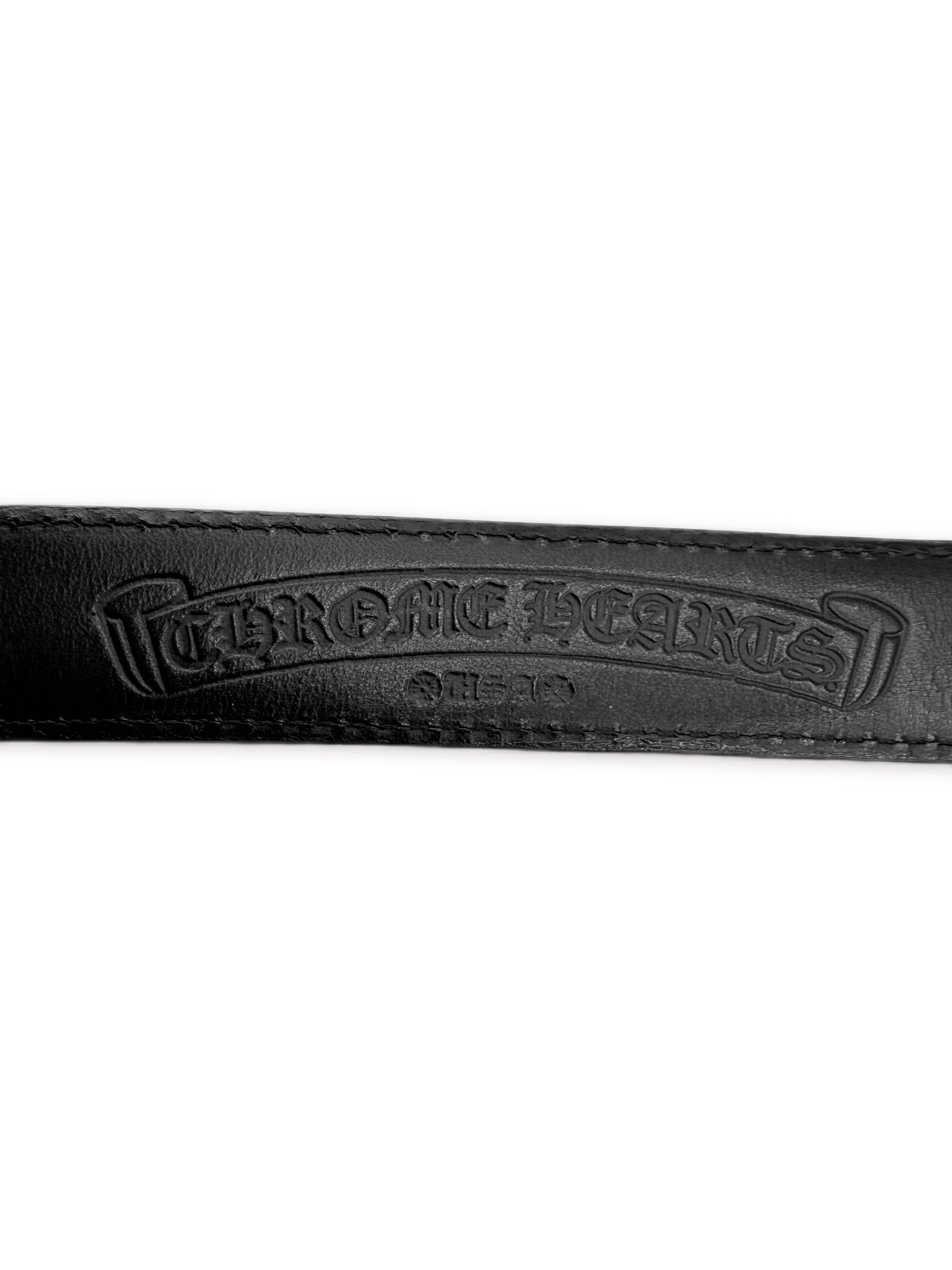 Chrome Hearts Waxed Punk 1 in Silver 3 Piece Leather Belt
