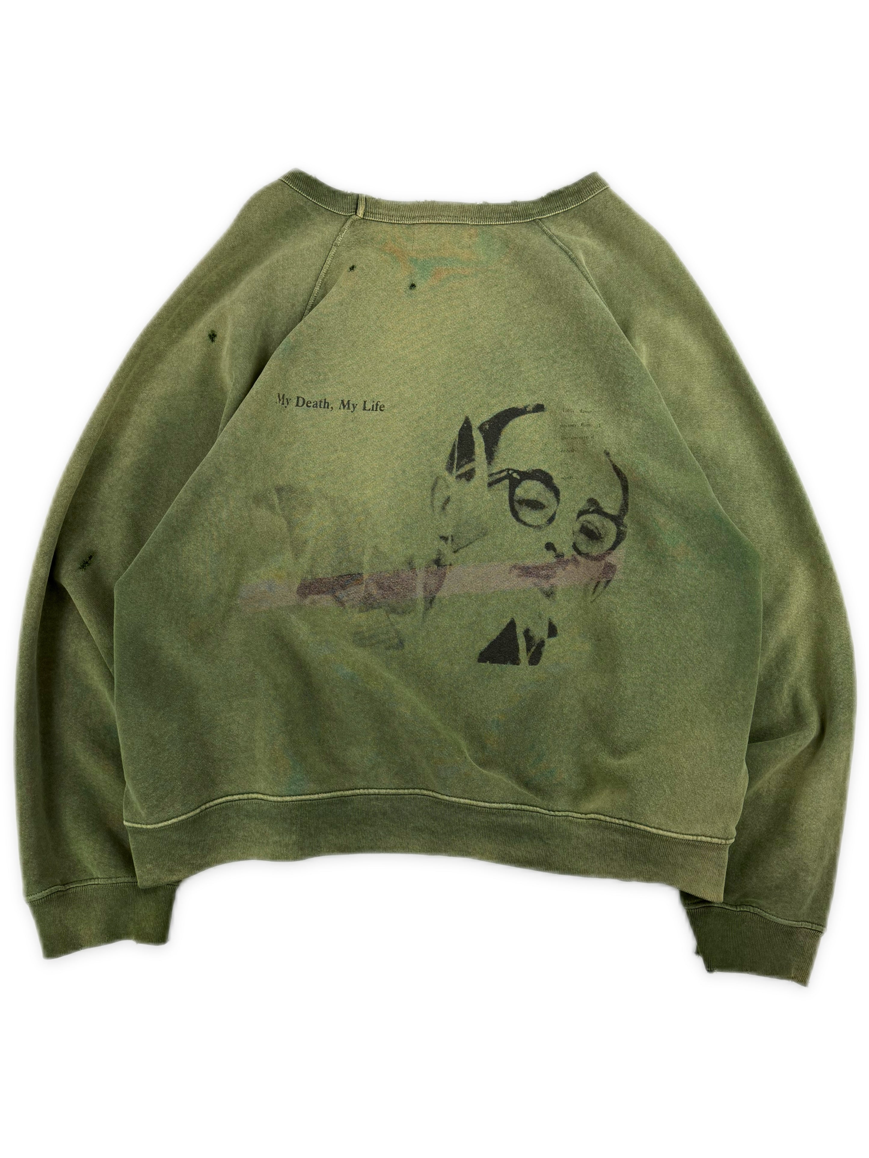 Enfants Riches Deprimes ‘My Death My Life’ Green Raglan Crewneck