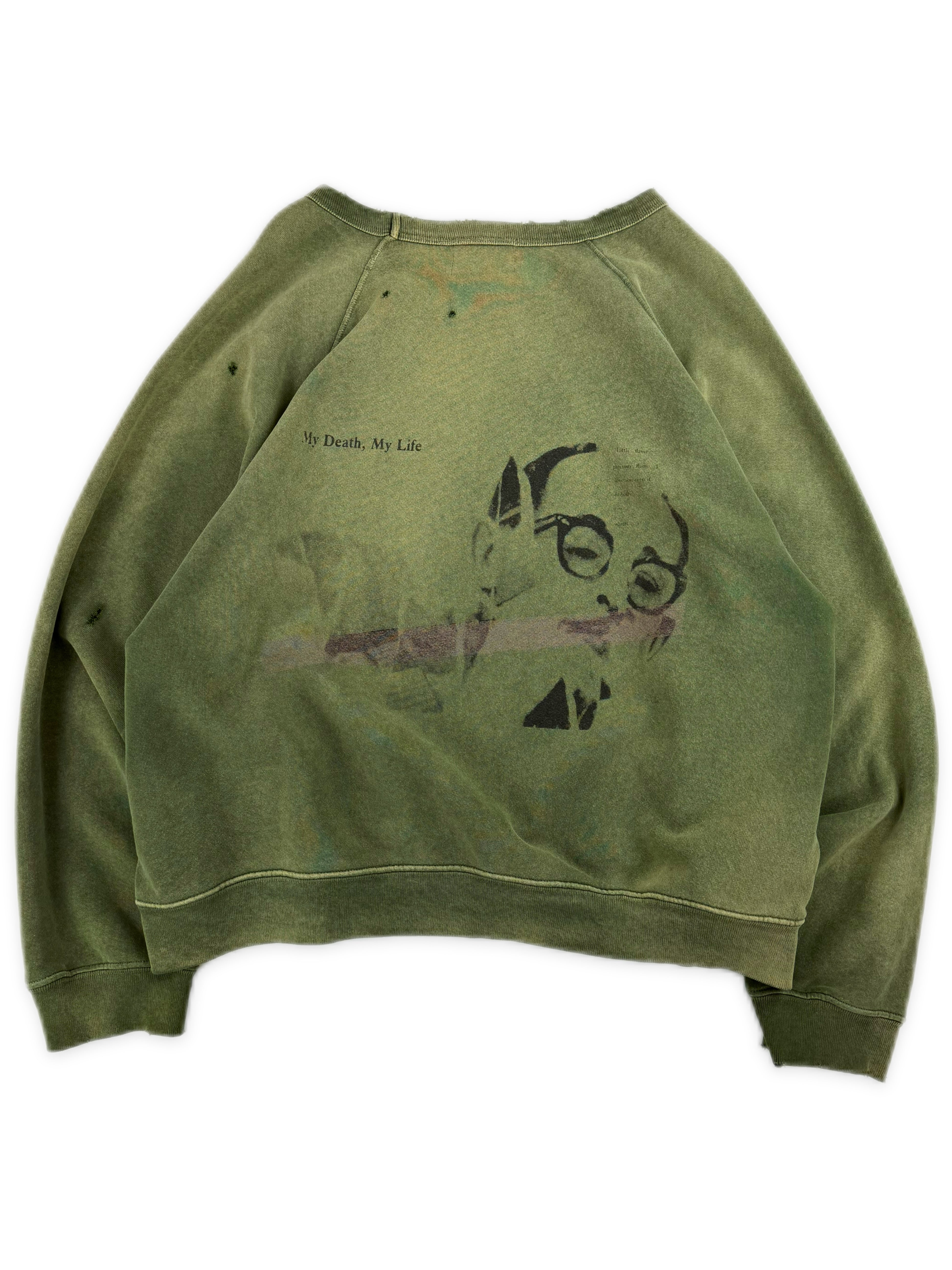 Enfants Riches Deprimes ‘My Death My Life’ Green Raglan Crewneck