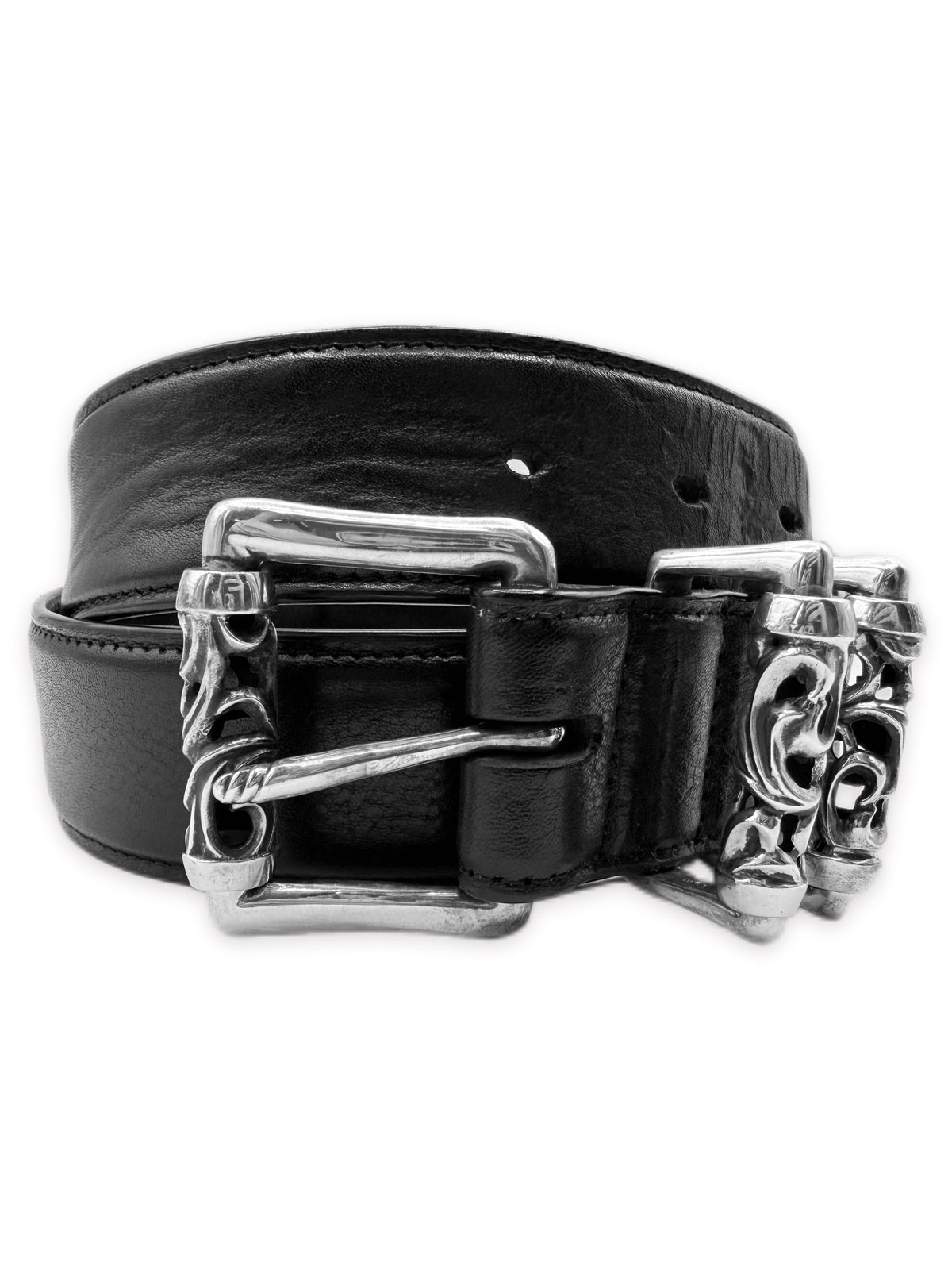 Chrome Hearts Roller Black Leather .925 Silver Belt
