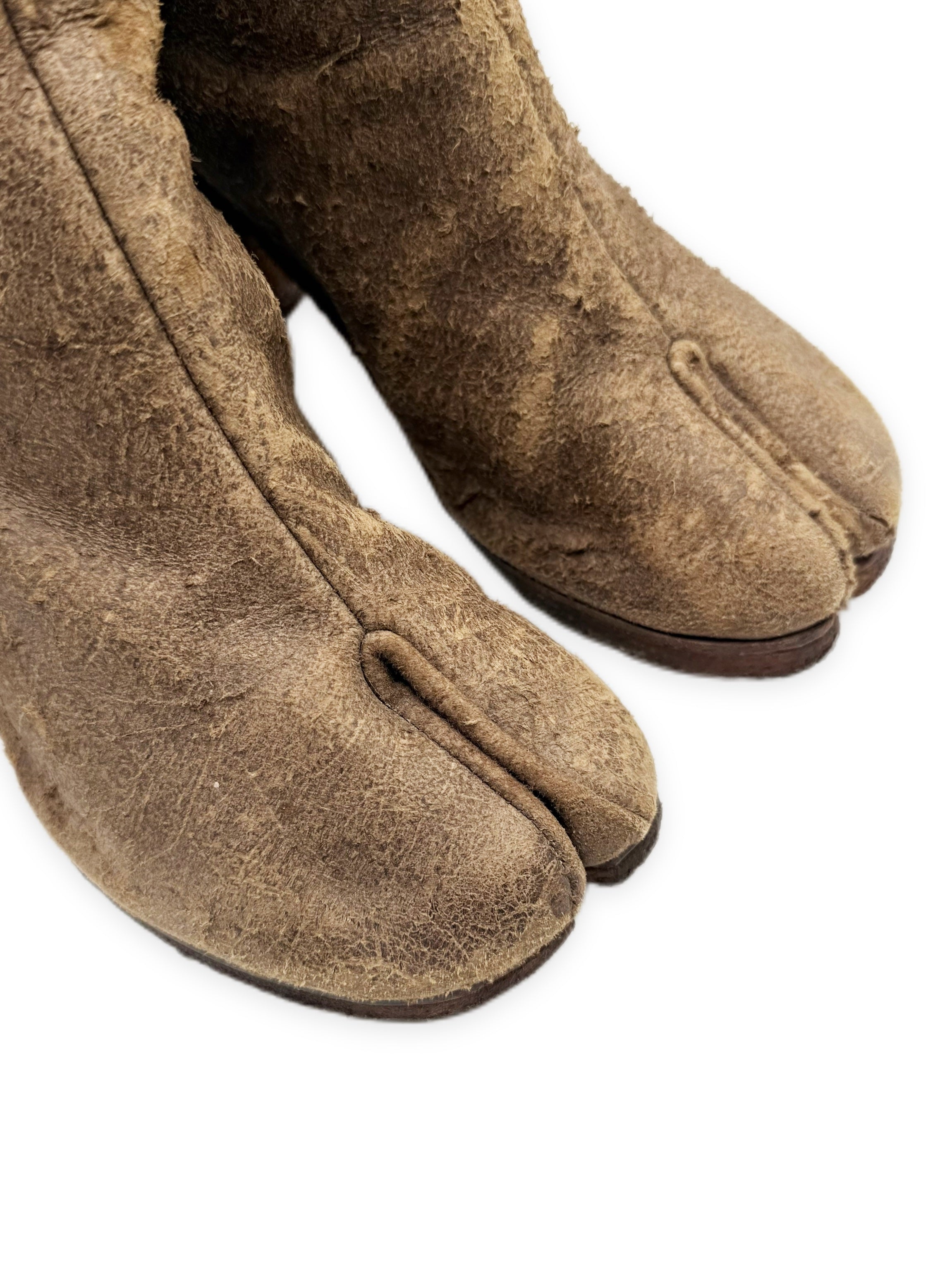 Maison Margiela Cork Heel Suede Tabi Split Toe Boot