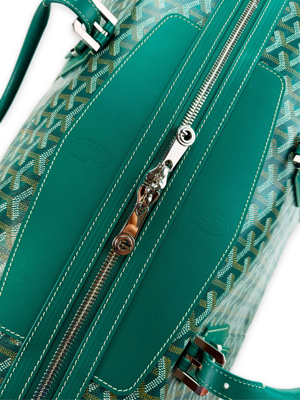 Goyard Boeing 55 Green Canvas Goyardine Monogram Duffle Bag