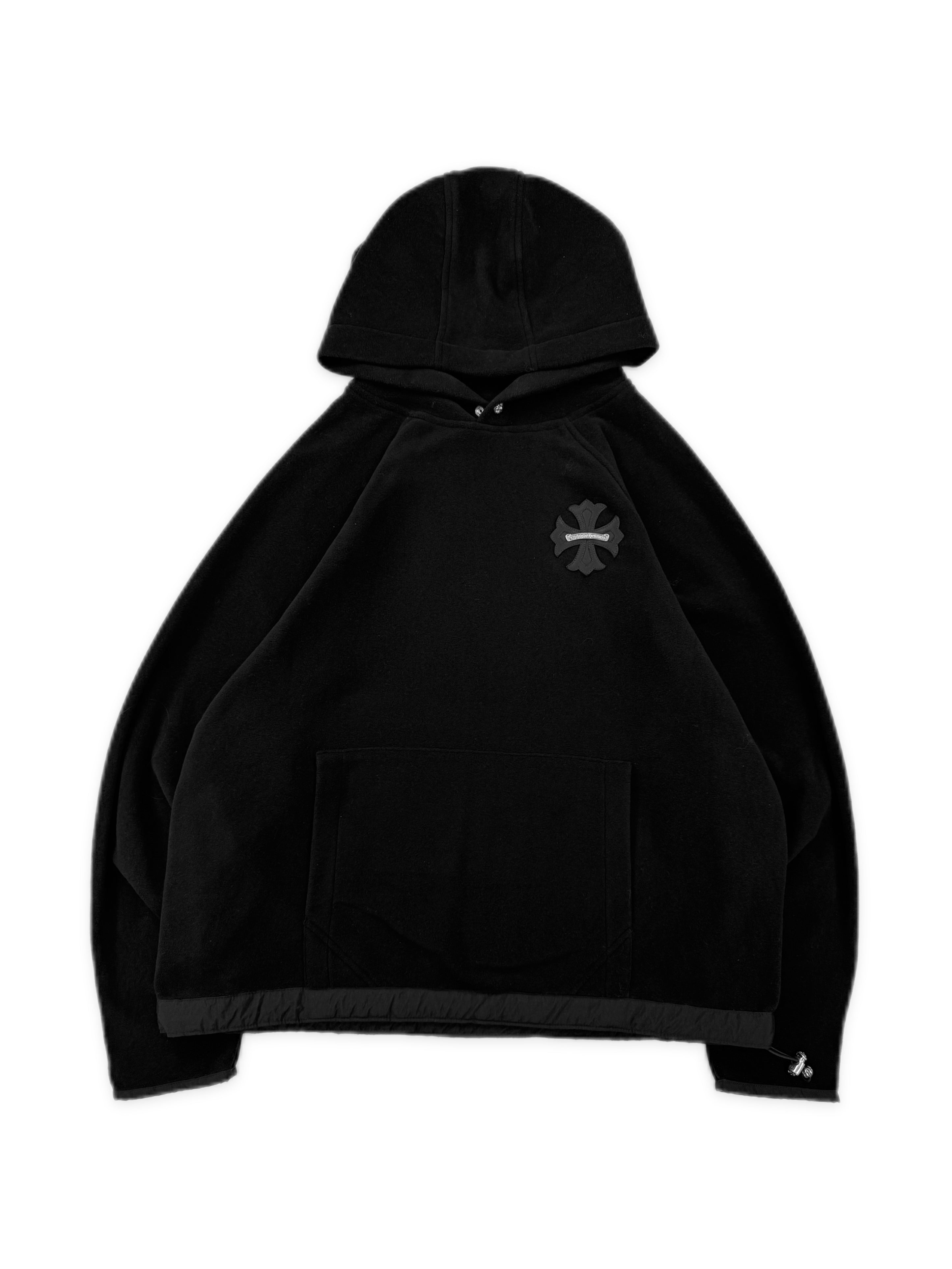 Chrome Hearts Plus Leather Patch Fleece Black Hoodie