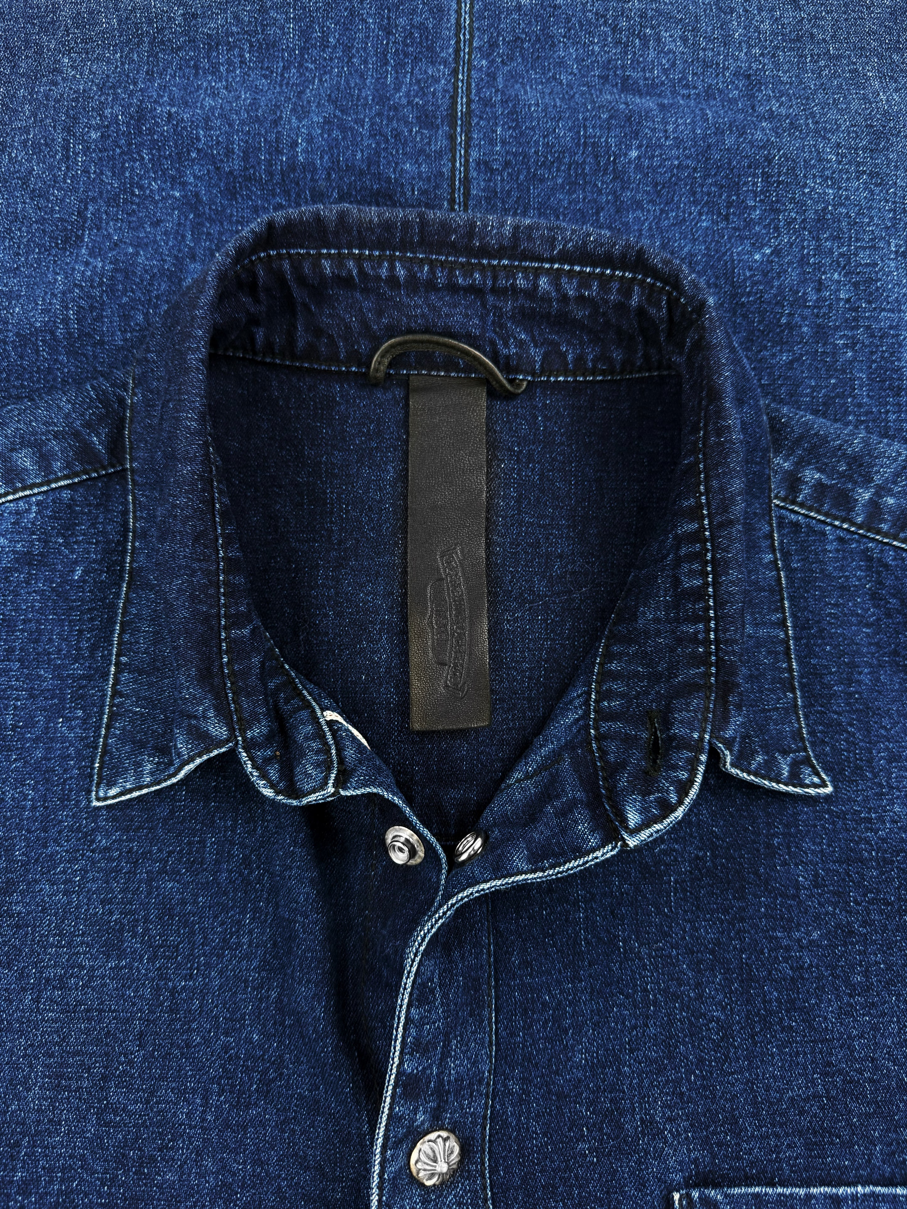 Chrome Hearts Loose Ends Selvedge Cross Patch Denim Shirt