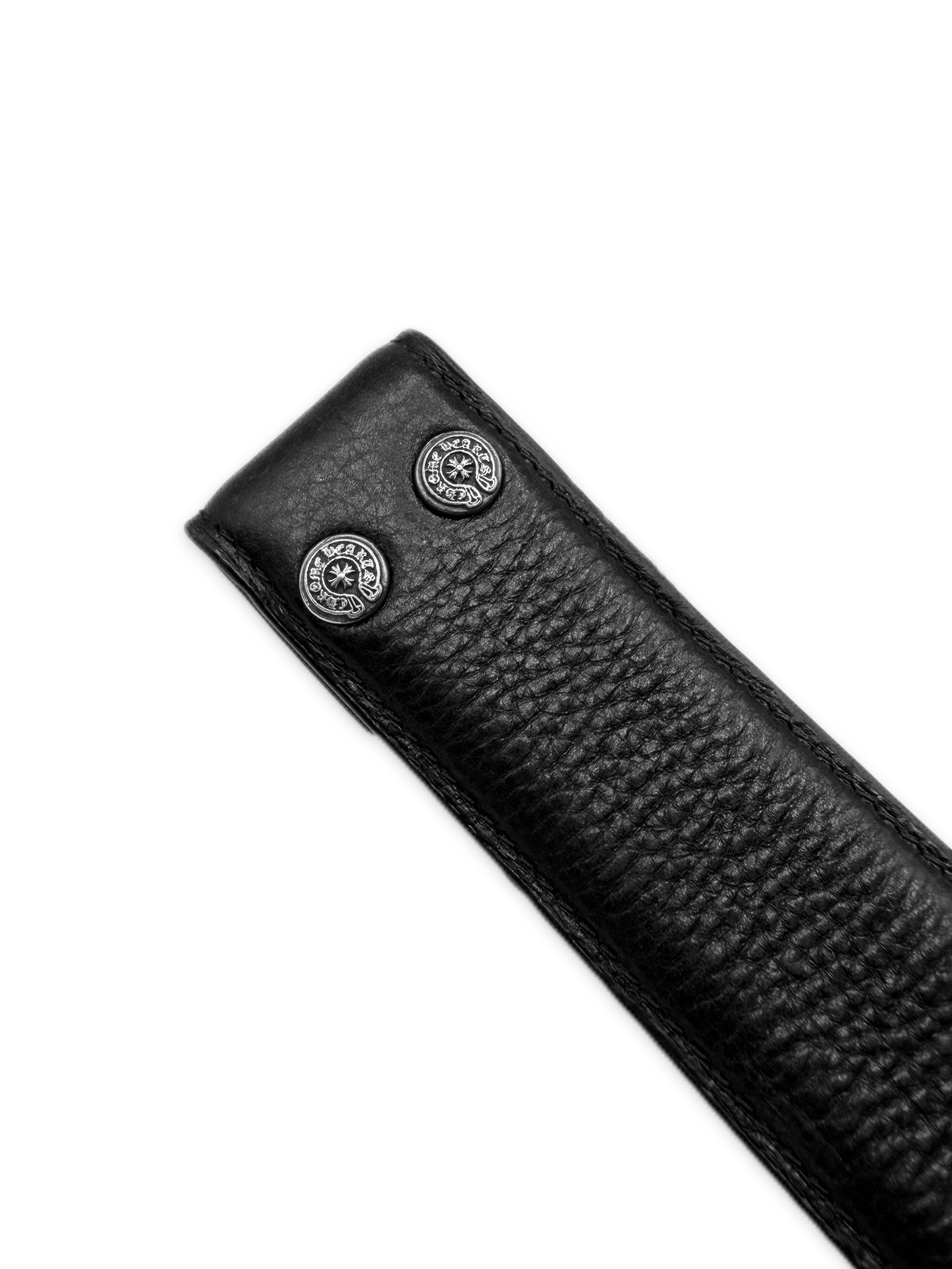 Chrome Hearts Black Leather .925 Silver Belt Strap