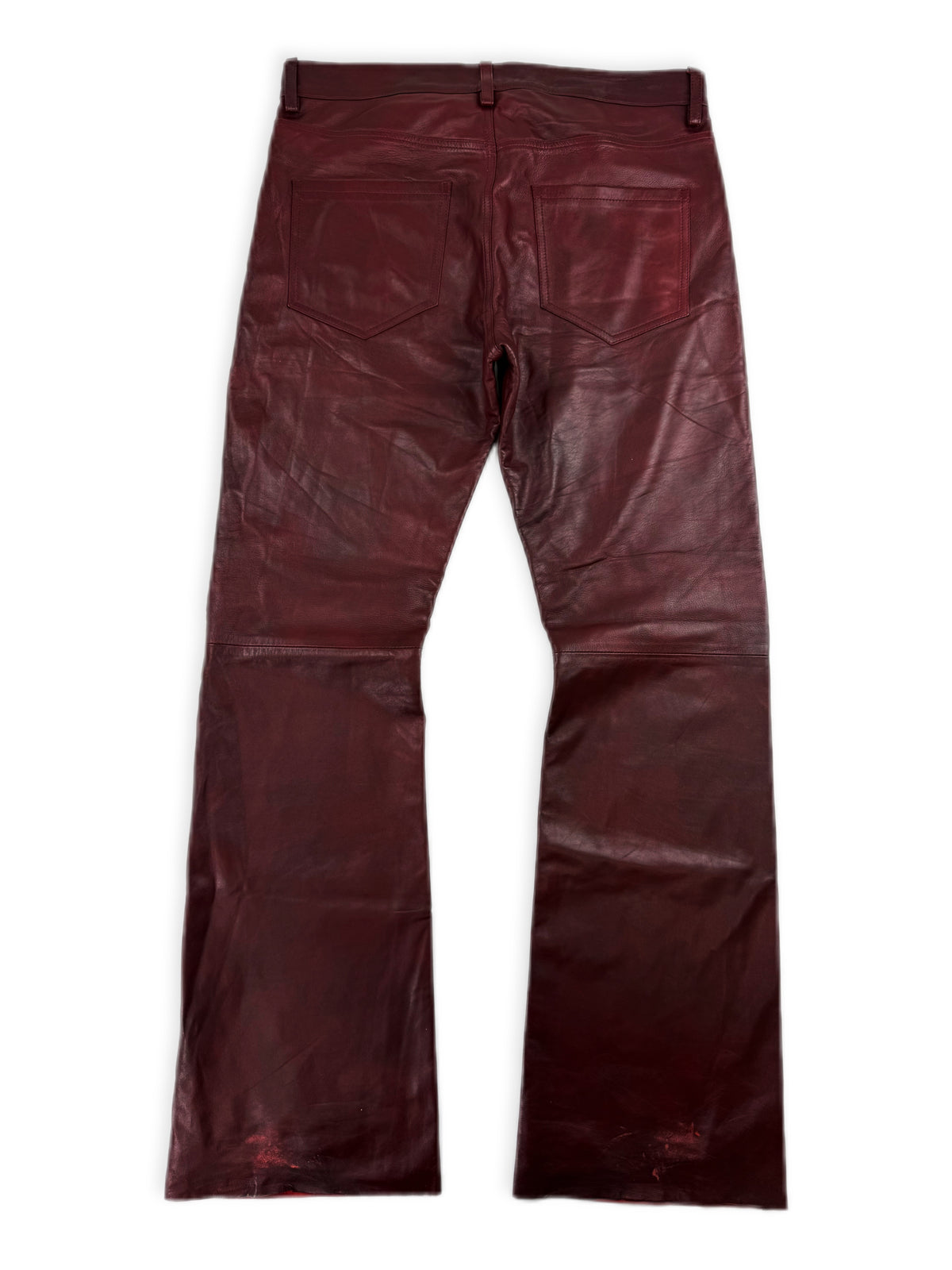 AW24 Enfants Riches Deprimes Oxblood Flared Lambskin Leather Pants