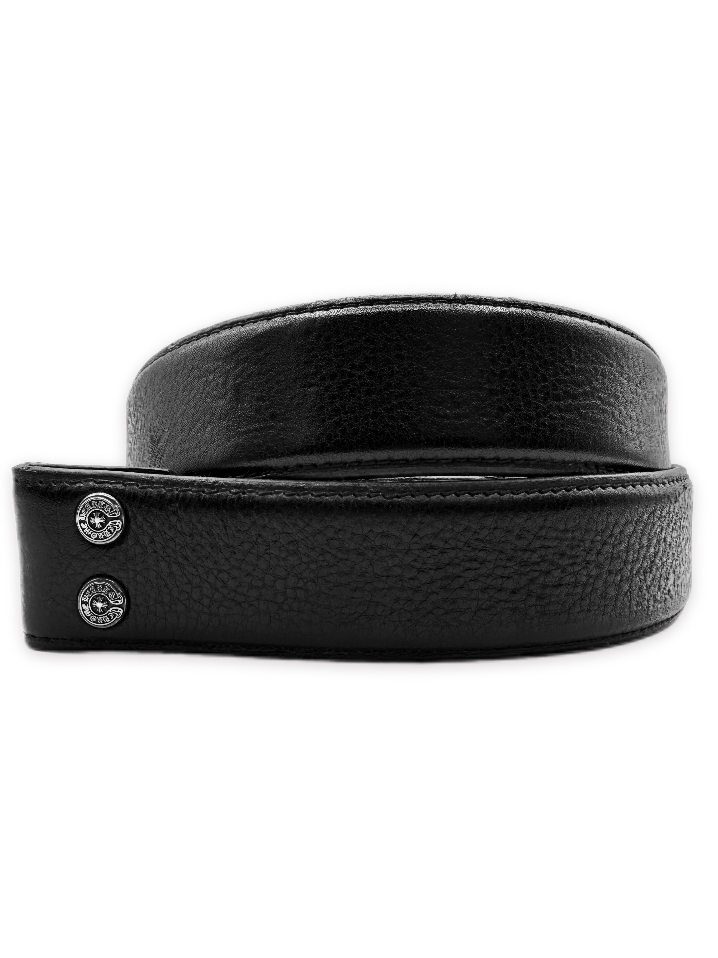 Chrome Hearts Black Leather .925 Silver Belt Strap