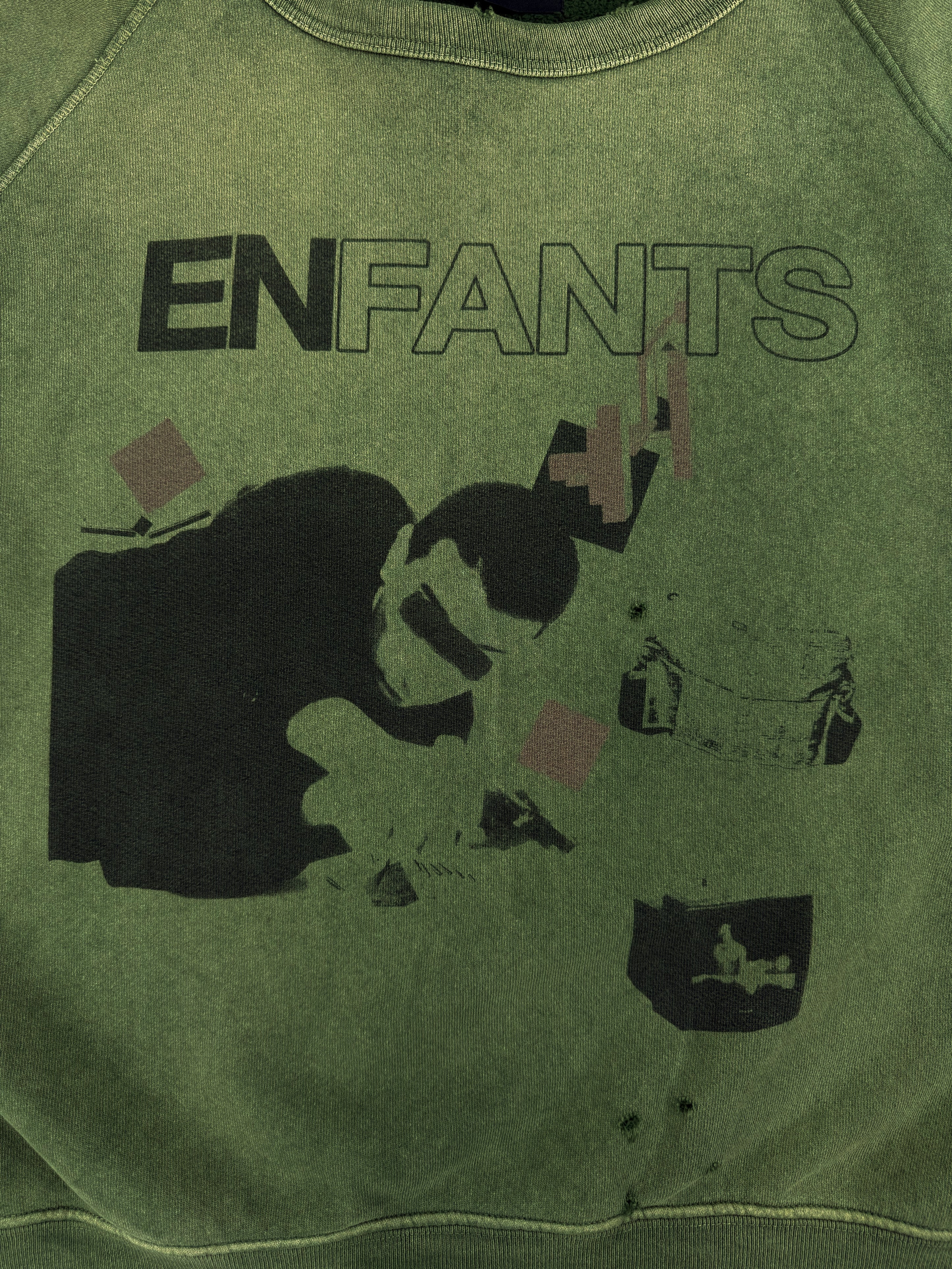 Enfants Riches Deprimes ‘My Death My Life’ Green Raglan Crewneck