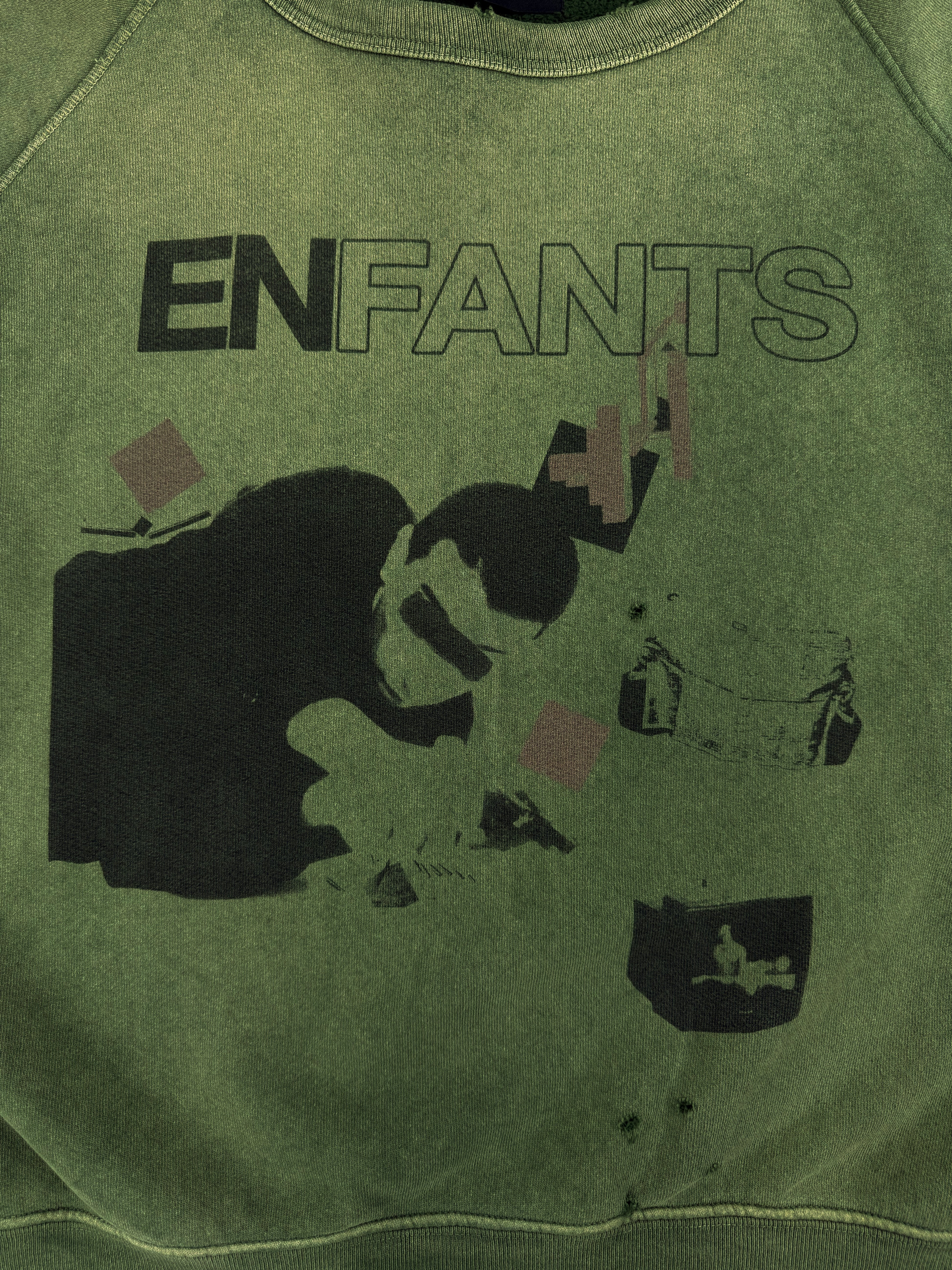 Enfants Riches Deprimes ‘My Death My Life’ Green Raglan Crewneck