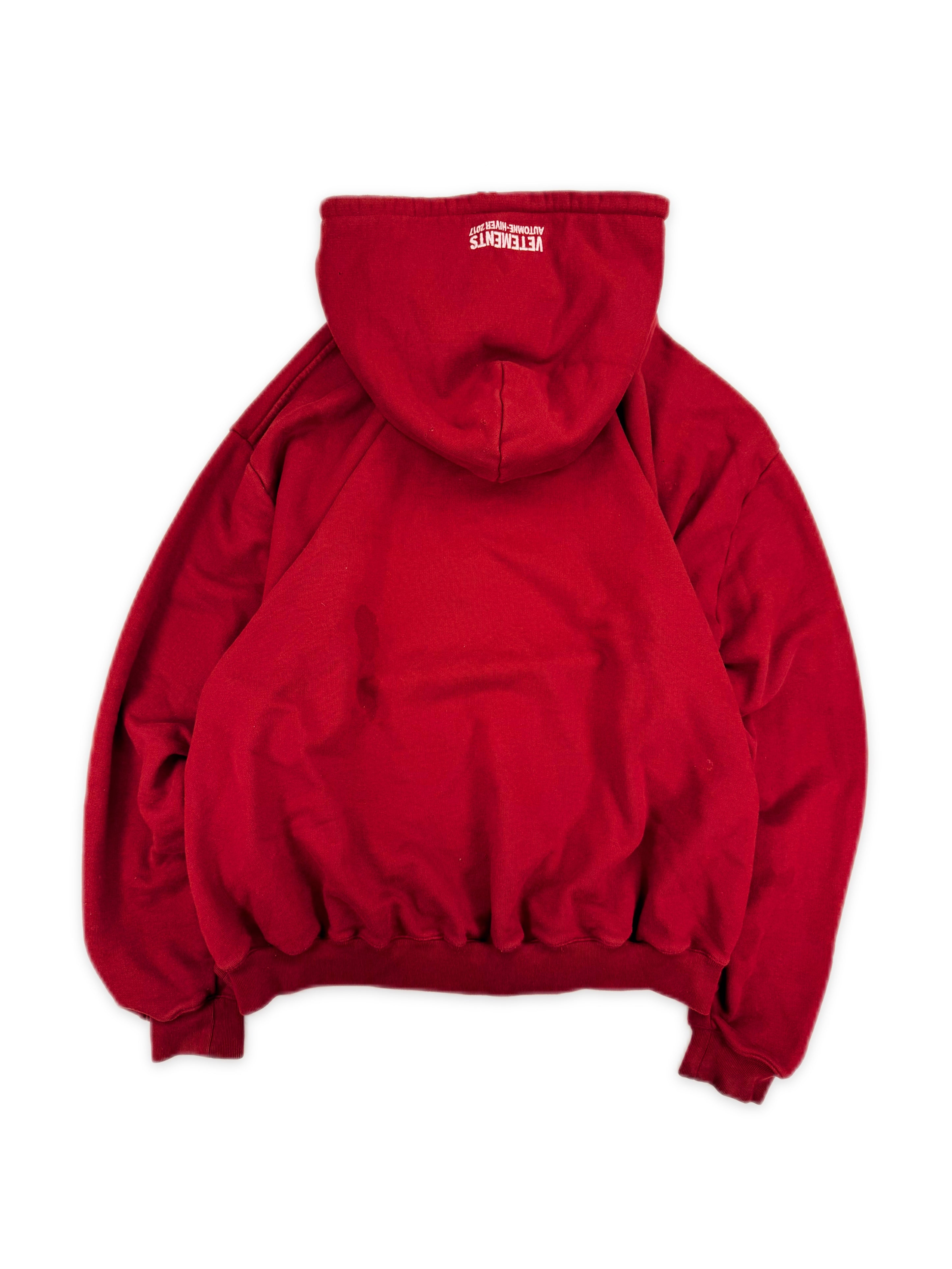 AW17 Vetements Homme ‘Bridges I Burn’ Burgundy Slogan Hoodie