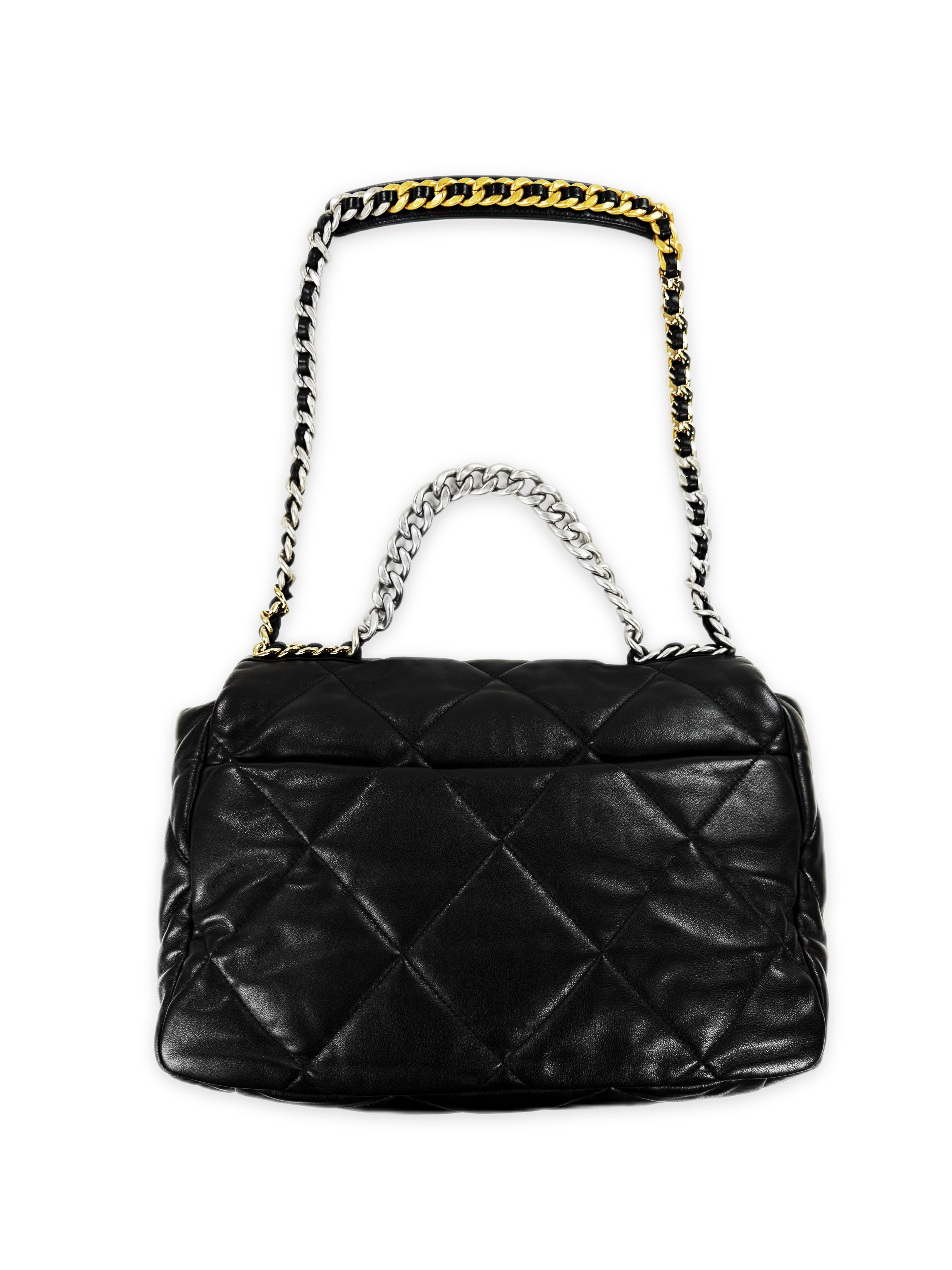 Chanel 19 Quilted Leather Maxi Large Gold / Silver Flap Bag
