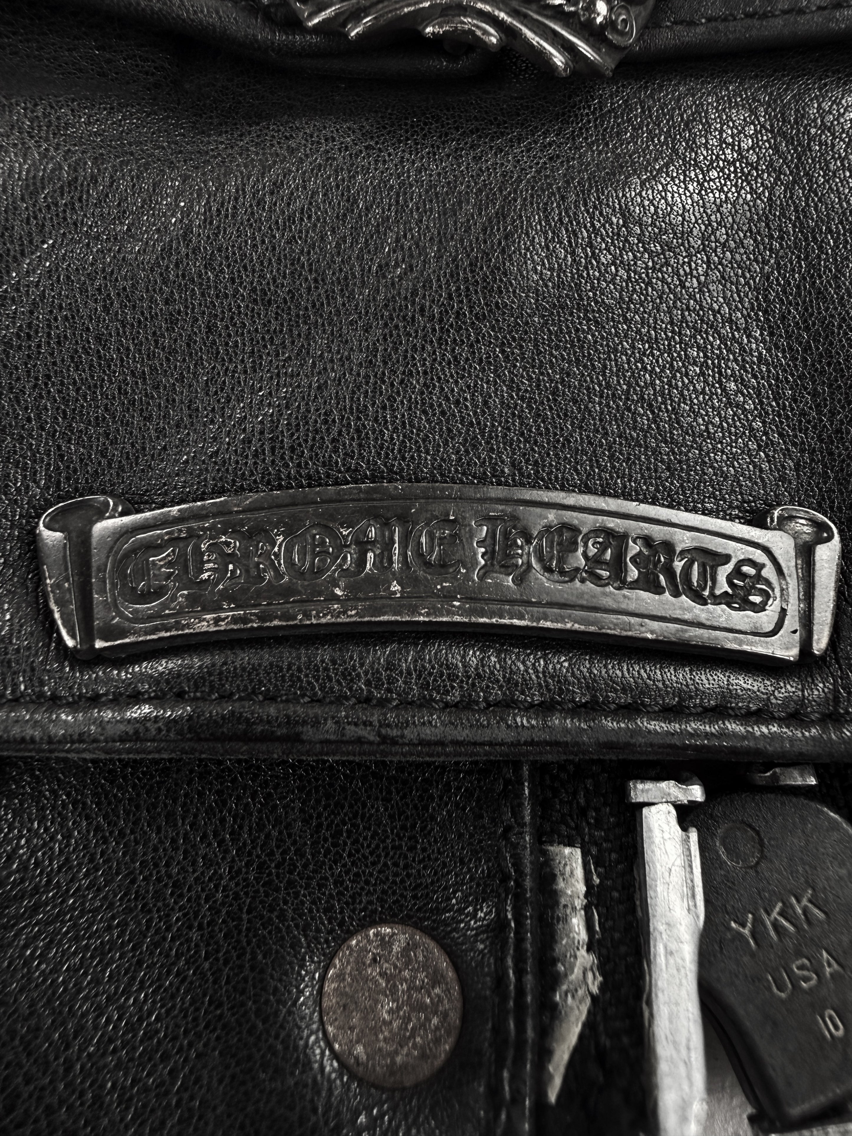 Chrome Hearts Braided Black Leather Patched .925 Silver Biker Vest