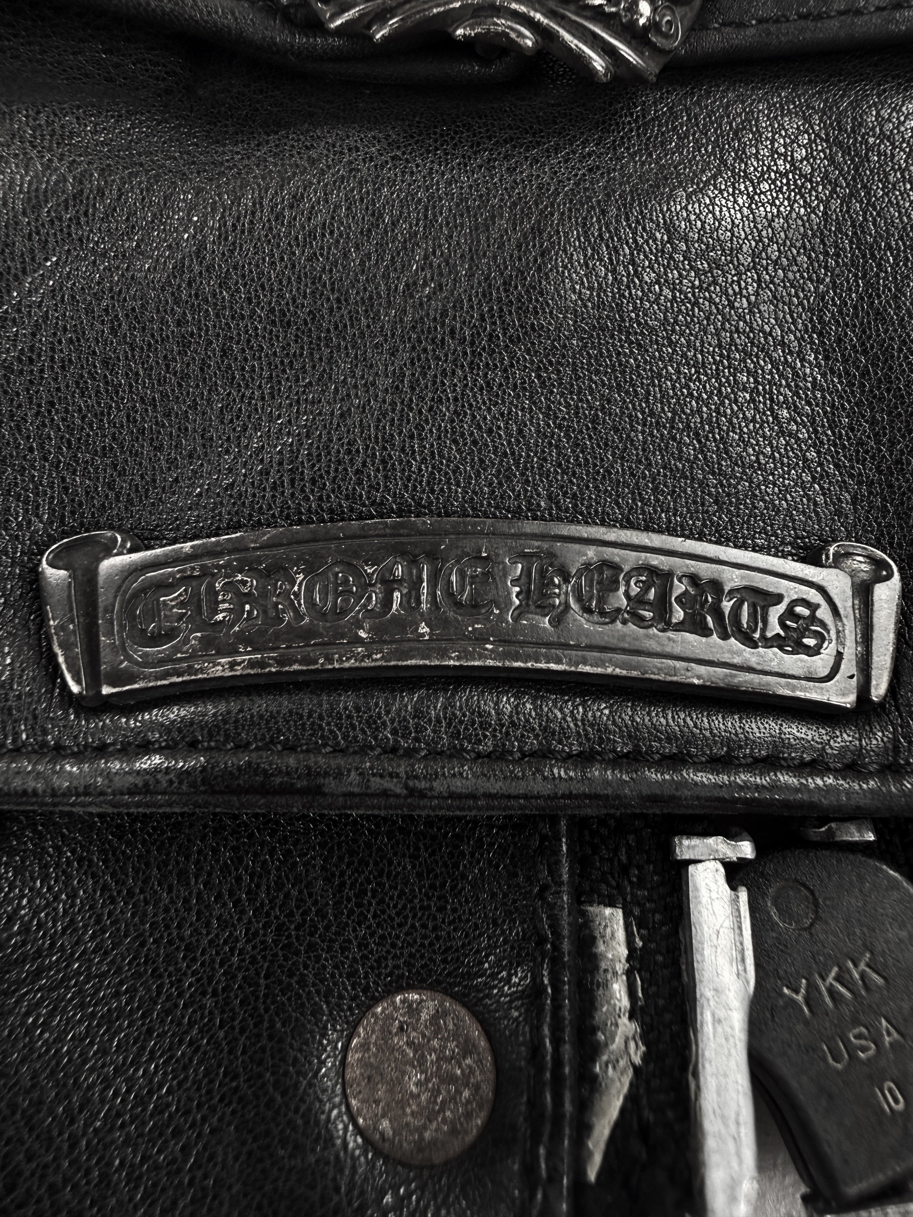 Chrome Hearts Braided Black Leather Patched .925 Silver Biker Vest