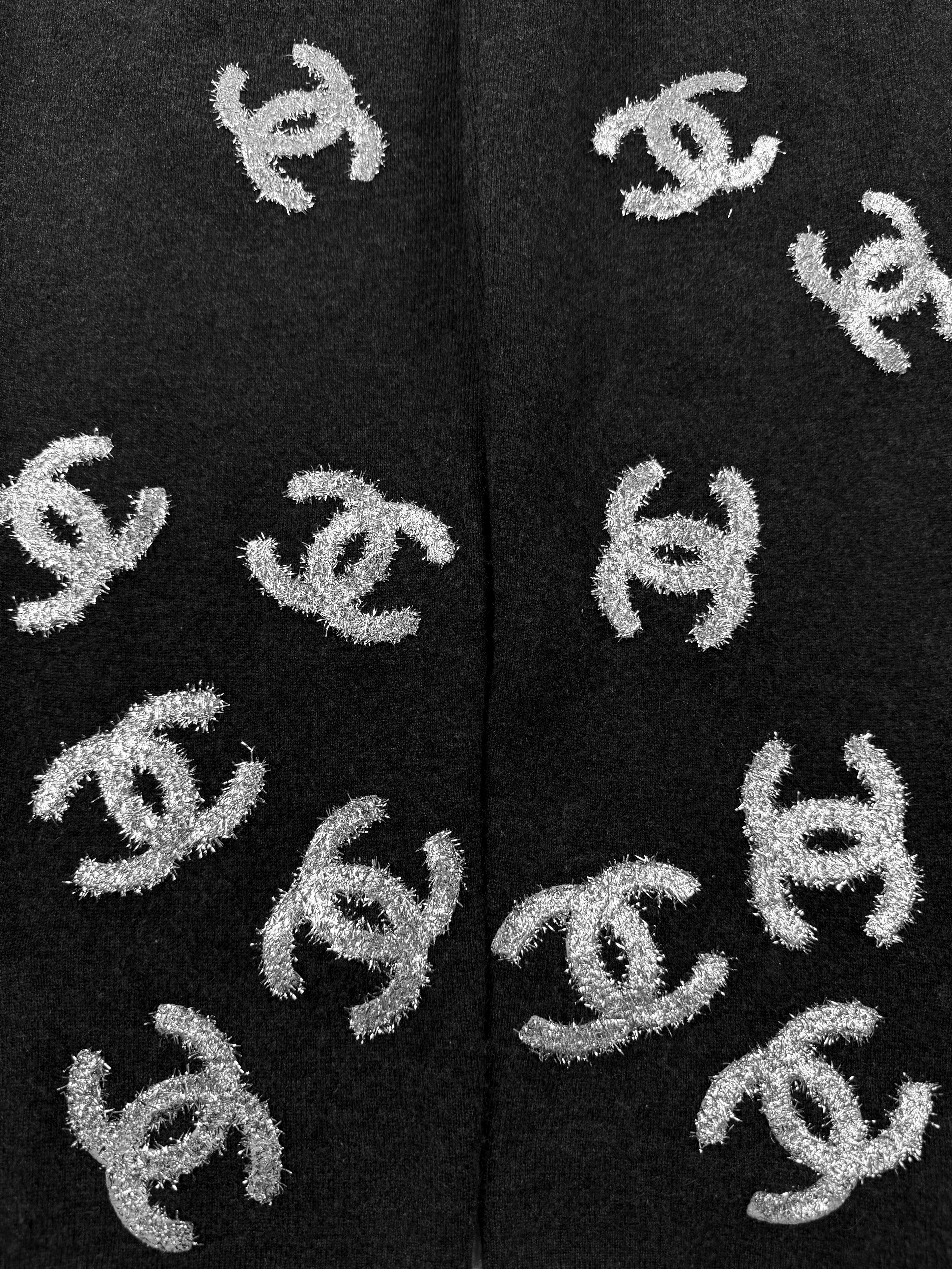 2022 Chanel Glitter CC Logo Cashmere Pants