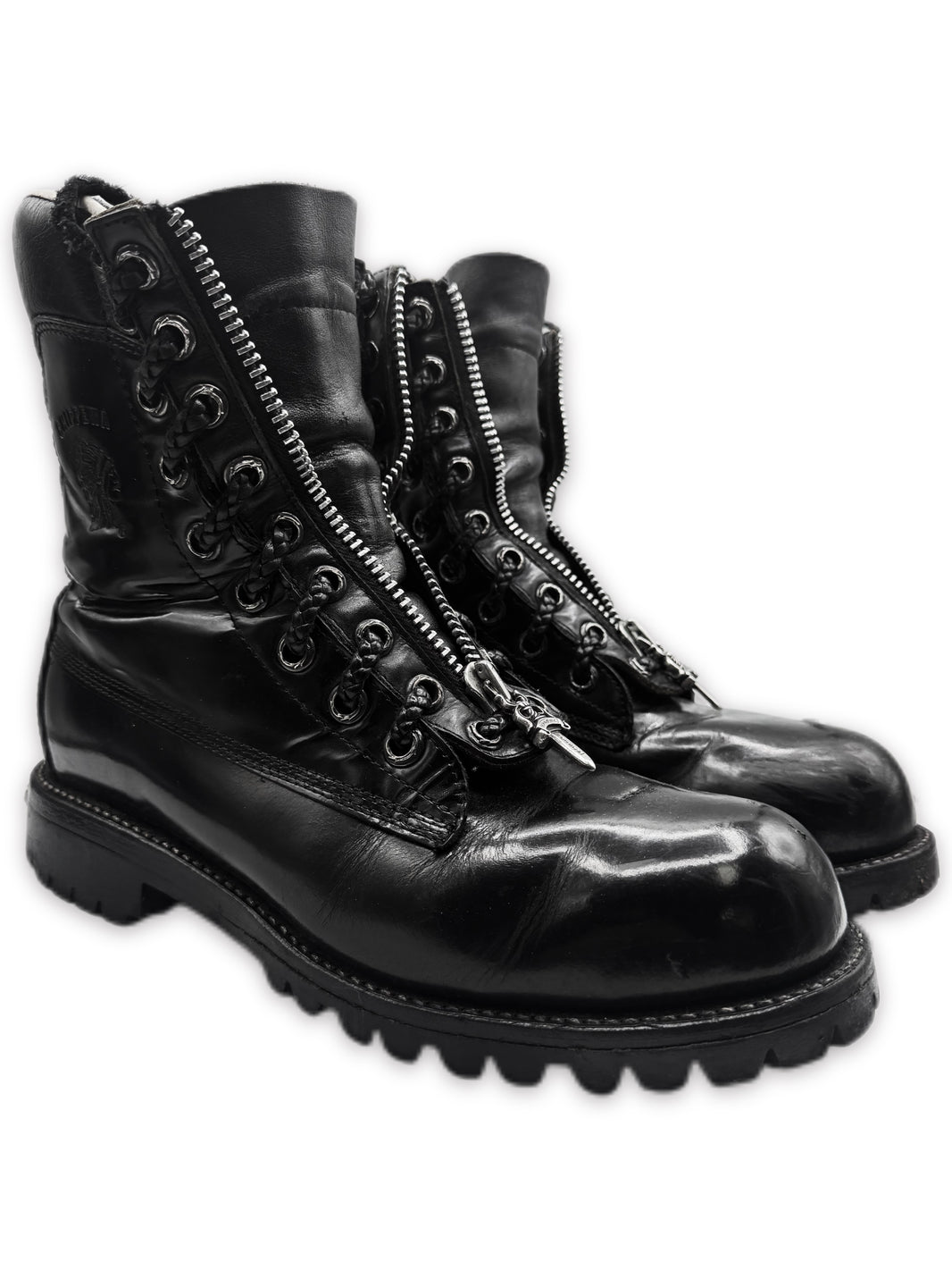 Chrome Hearts x Chippewa Fireman Zip Dagger Patent Leather Boots