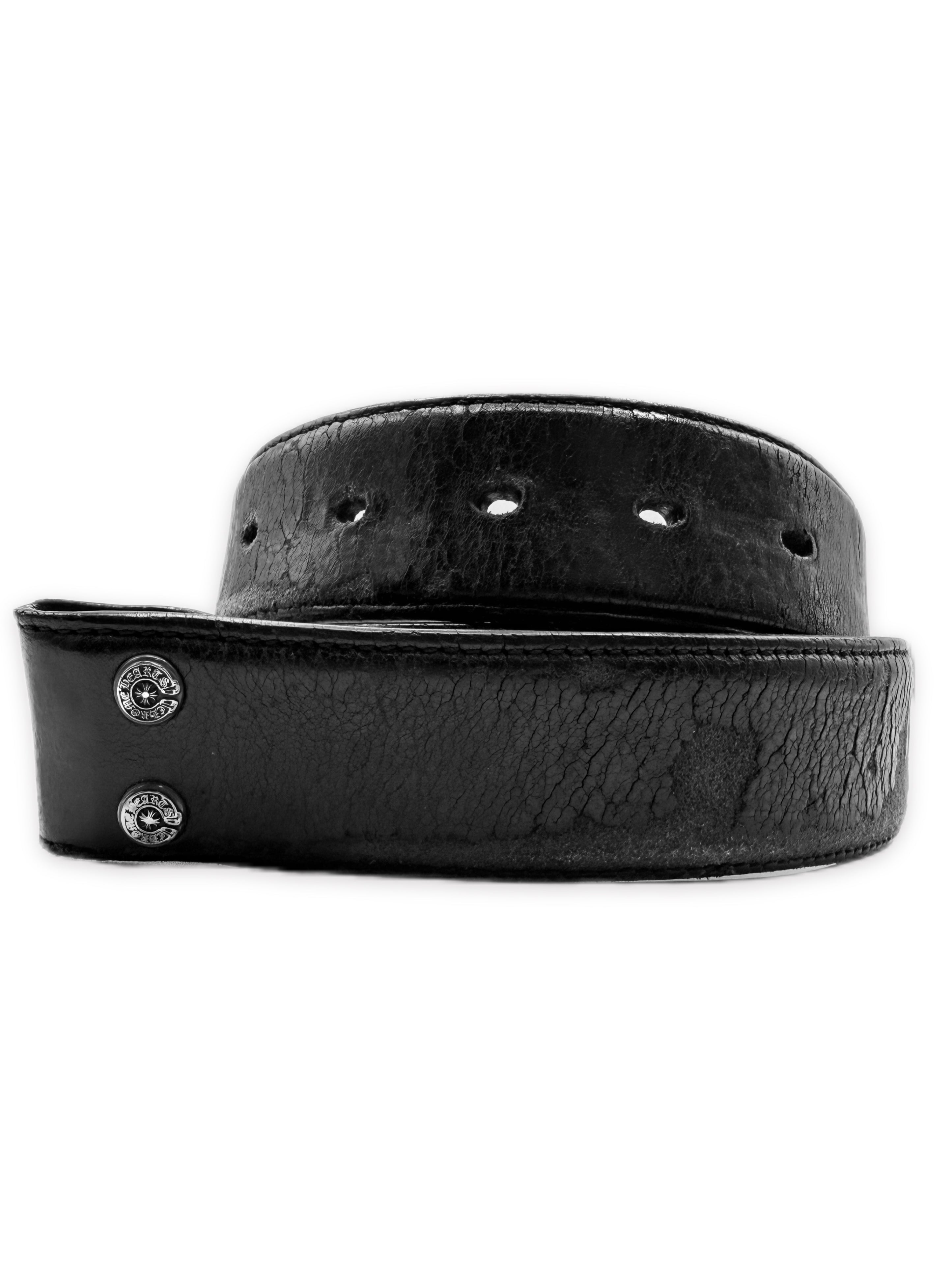 Chrome Hearts Black Leather .925 Silver Belt Strap