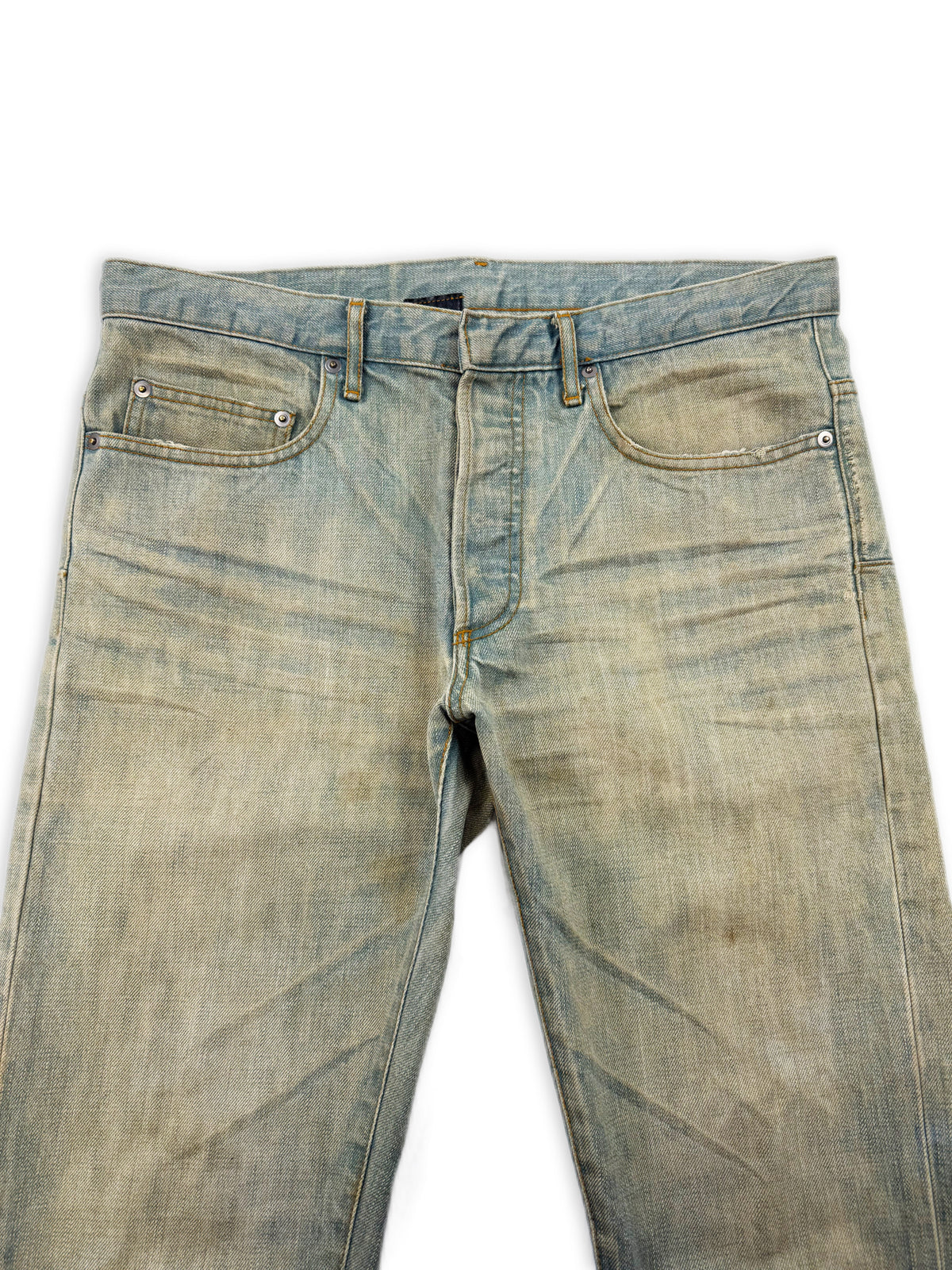 SS04 Dior Homme Strip Bleu Claire Unaltered Light Wash Denim Jeans