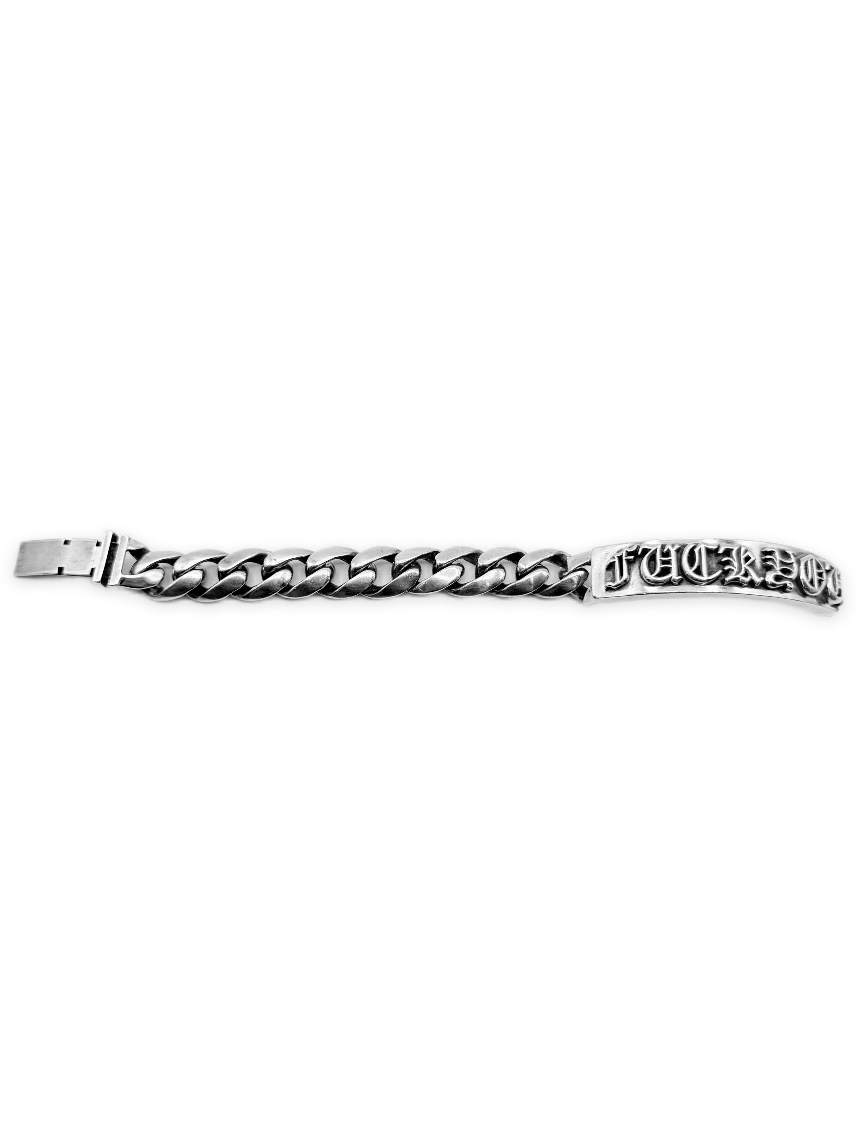 Chrome Hearts ‘Fuck You’ ID .925 Cuban Silver Link Bracelet