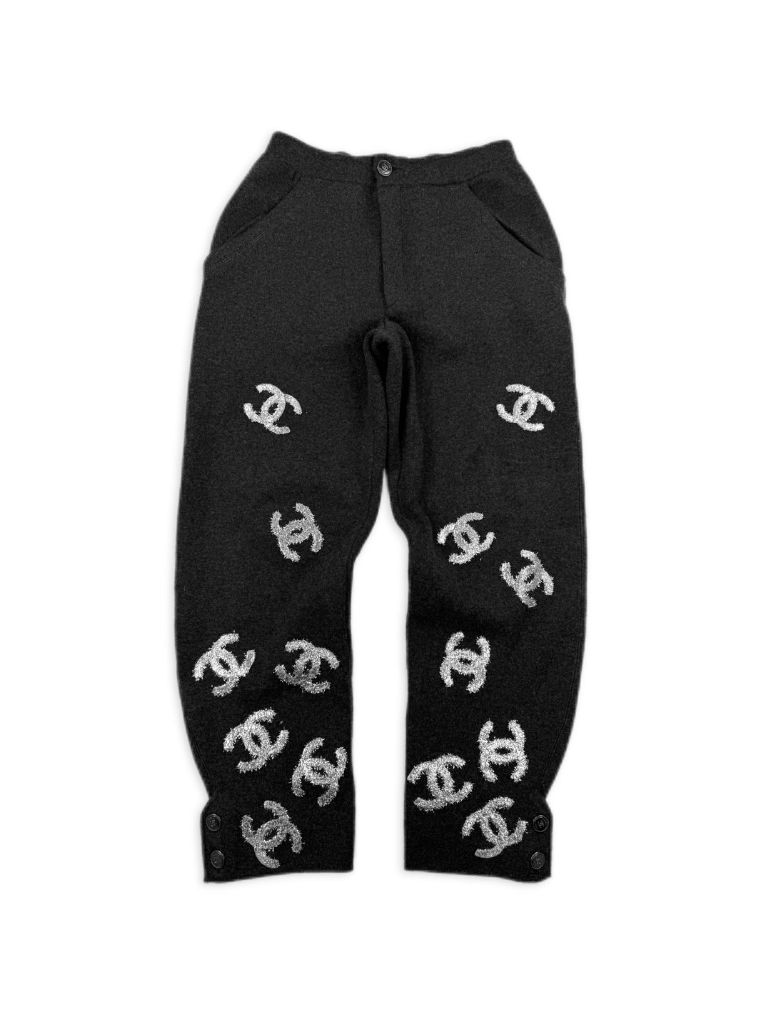 2022 Chanel Glitter CC Logo Cashmere Pants