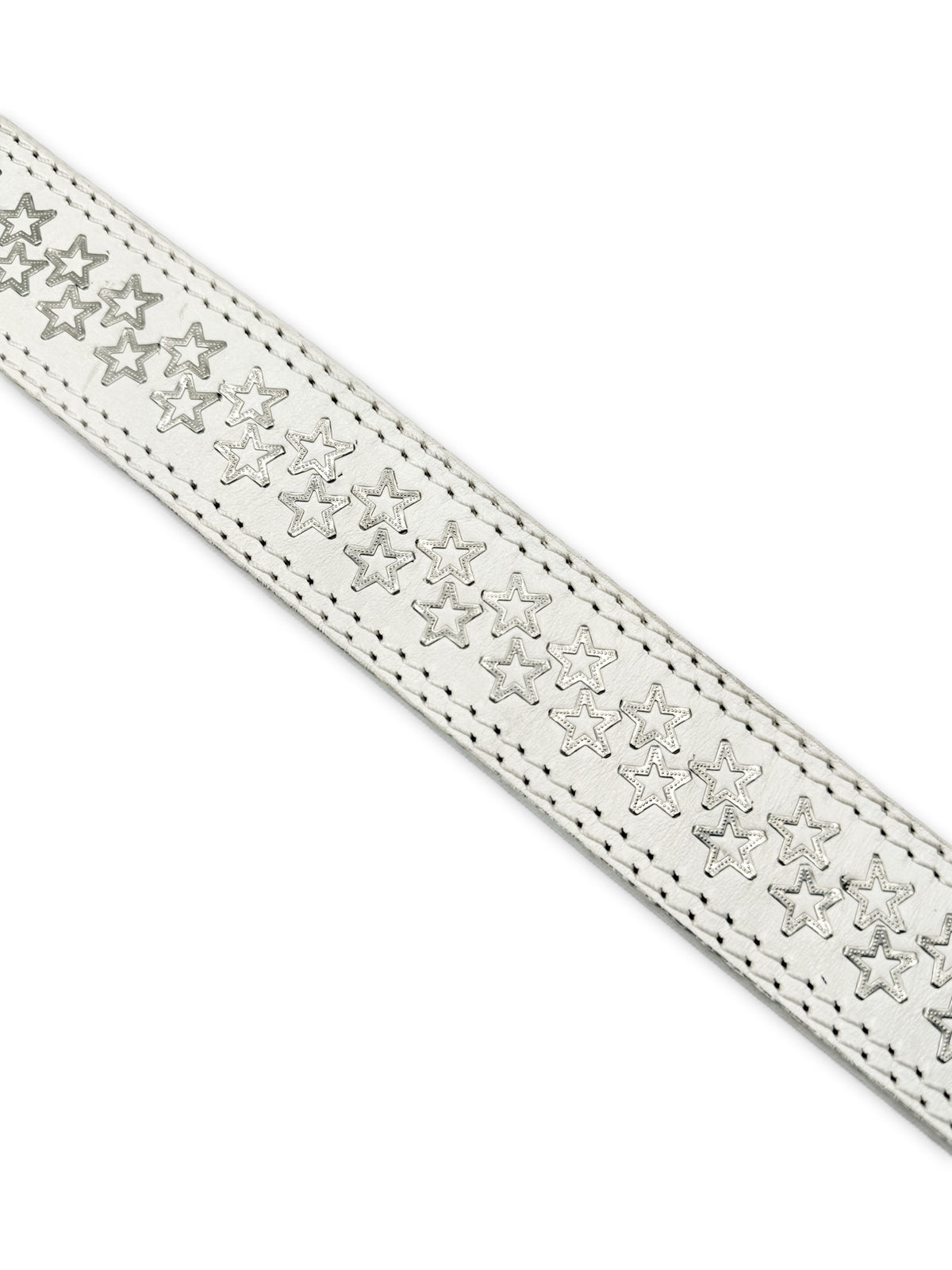 SS06 Dior Homme Star Double Prong White Leather Belt
