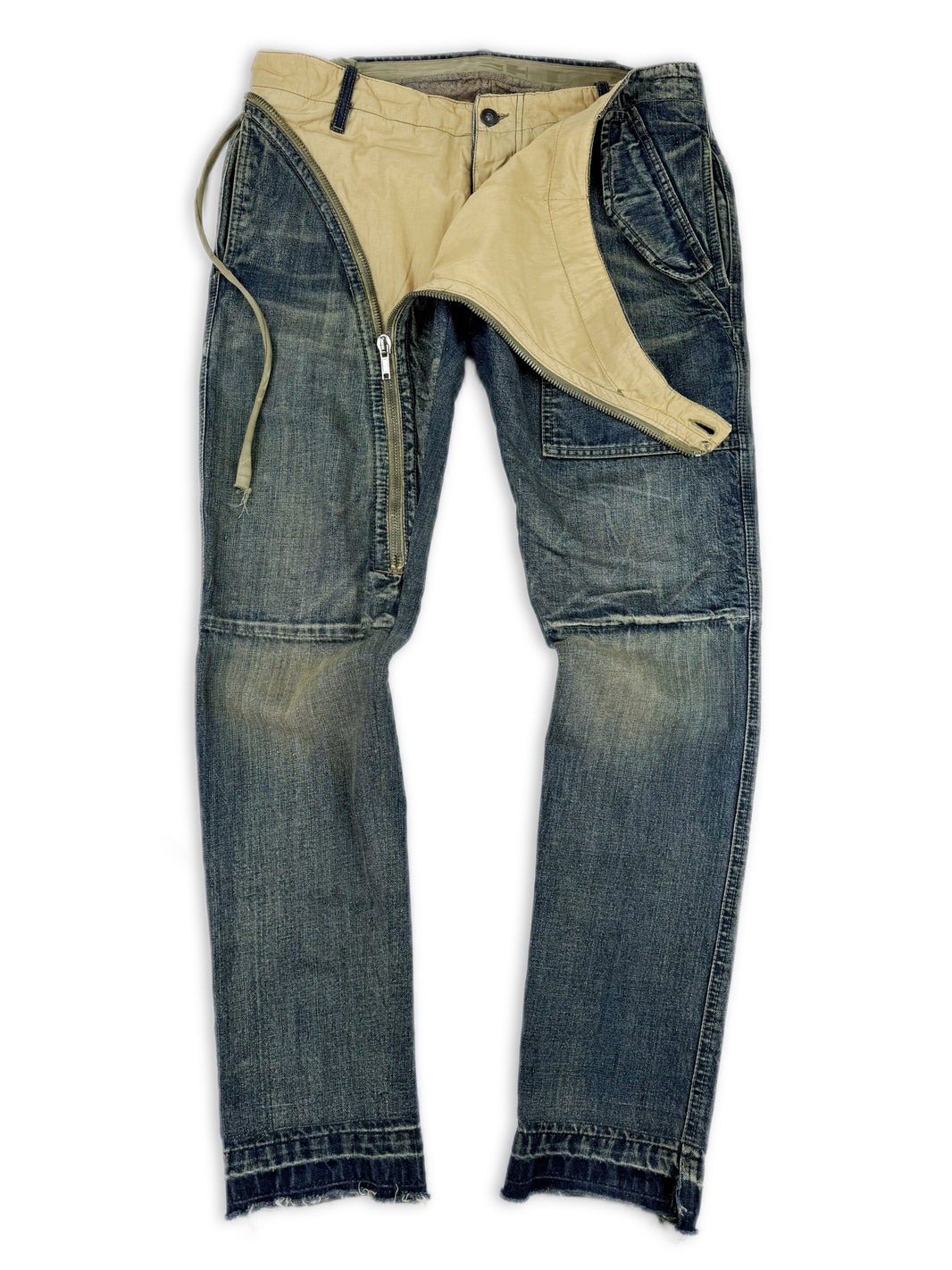 AW08 Rick Owens ‘DRKSHDW’ O&M Double Layer ‘Aircut’ Blue Wash Denim Jeans