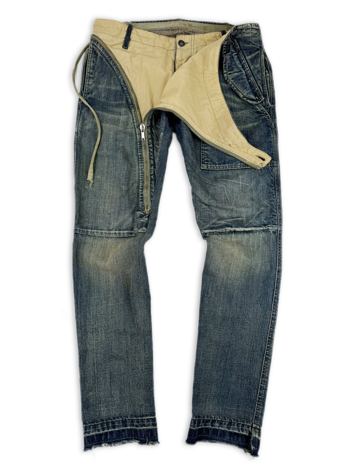 AW08 Rick Owens ‘DRKSHDW’ O&amp;M Double Layer ‘Aircut’ Blue Wash Denim Jeans