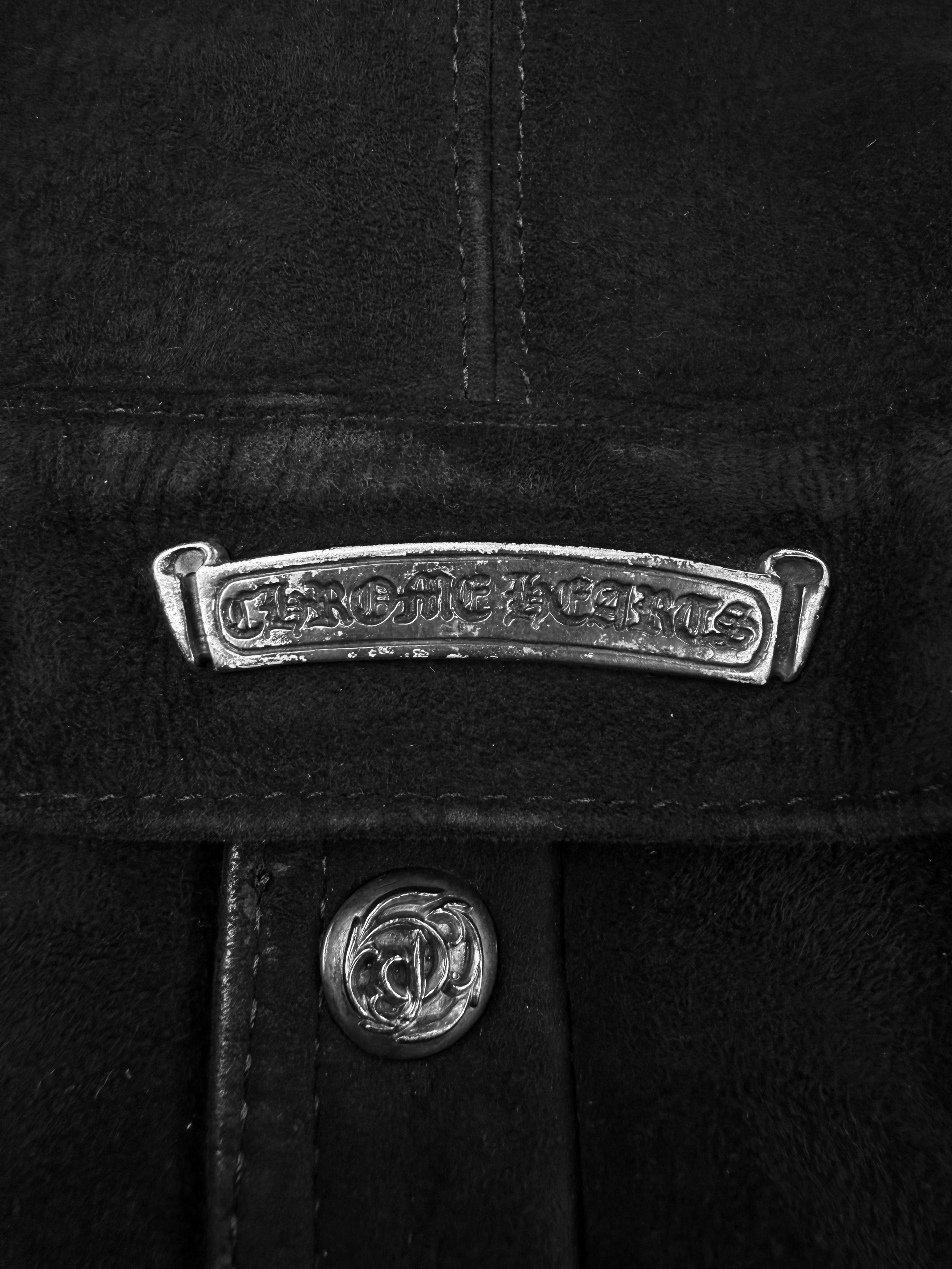 Chrome Hearts Shearling Lined Black Suede Talon Jacket