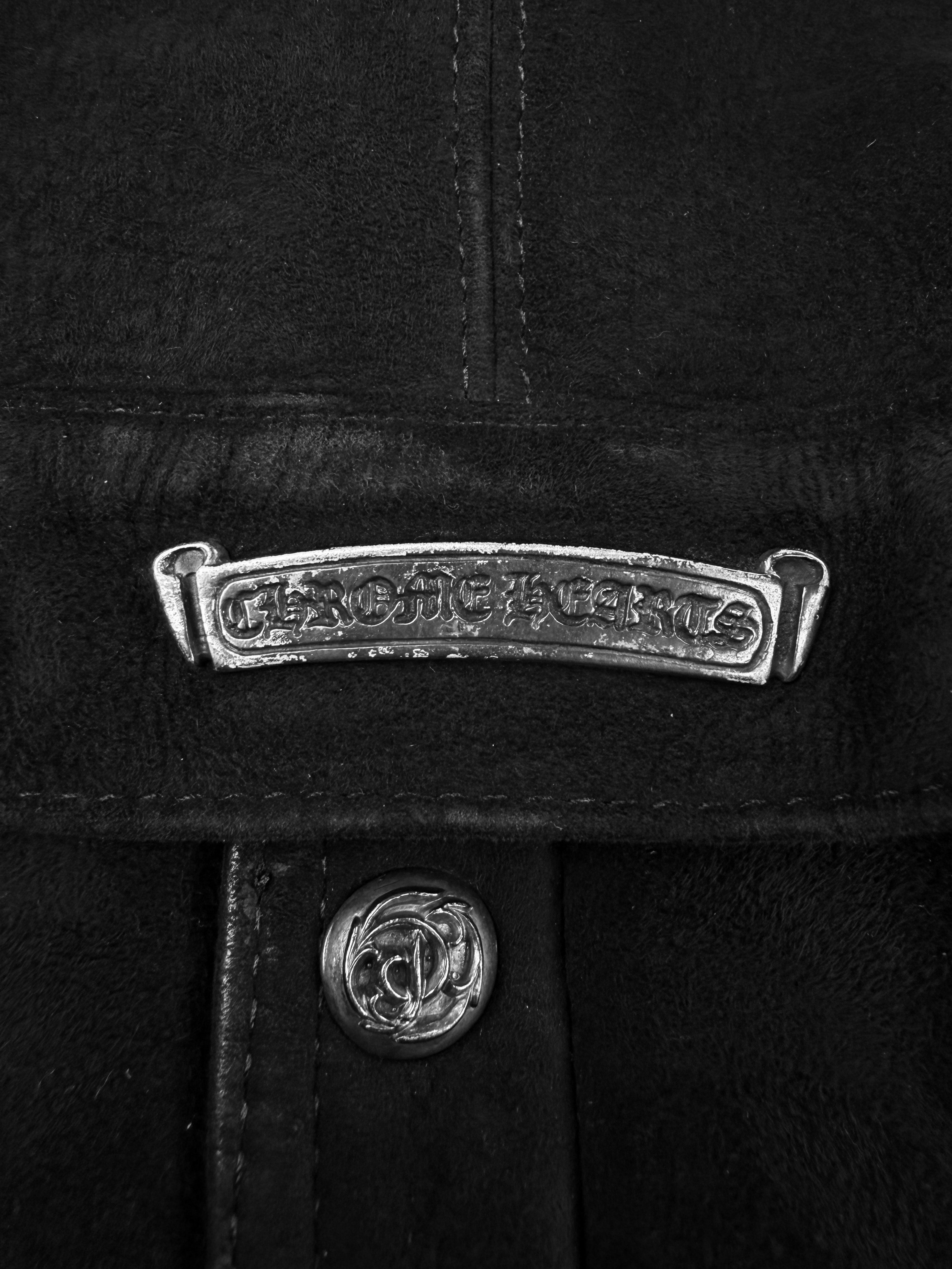 Chrome Hearts Shearling Lined Black Suede Talon Jacket