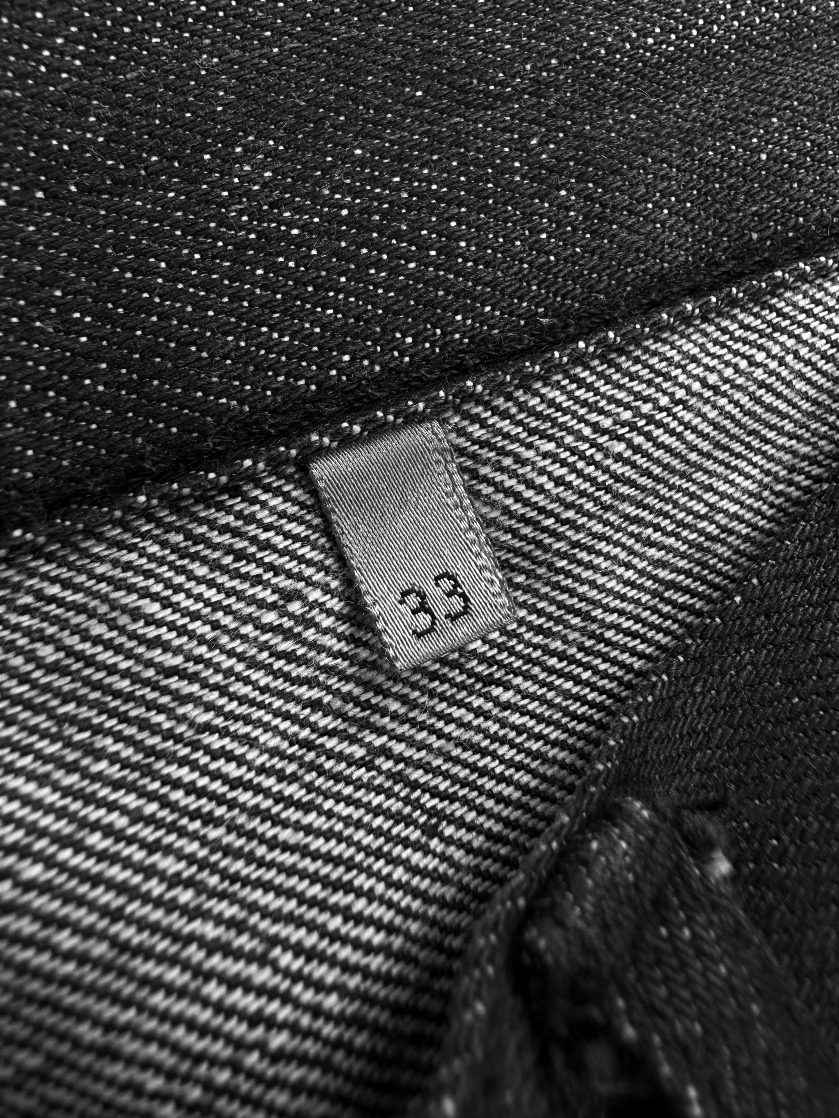 SS04 Dior Homme ‘Strip’ Unaltered Black Distressed Wax Denim Jeans