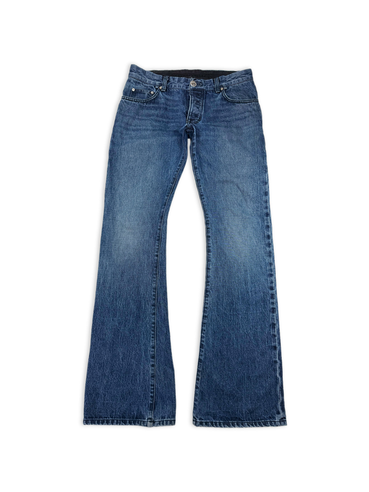 Chrome Hearts FU Cut Flared Heel Bite Blue Wash Long Denim Jeans