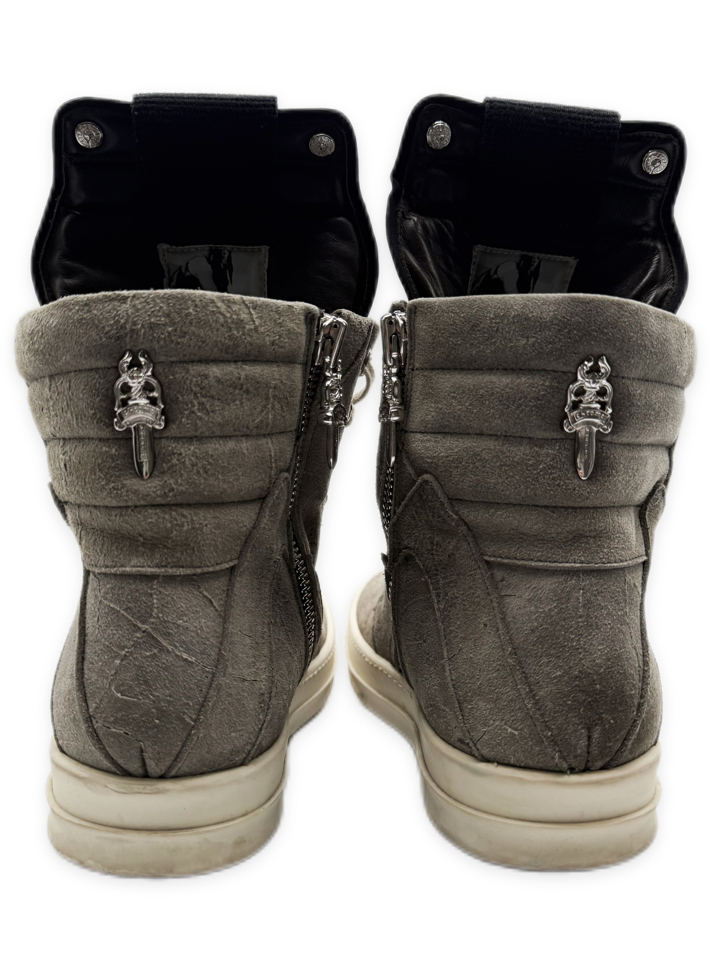 Chrome Hearts x Rick Owens Suede Rhodium Cross Geobasket Sneakers